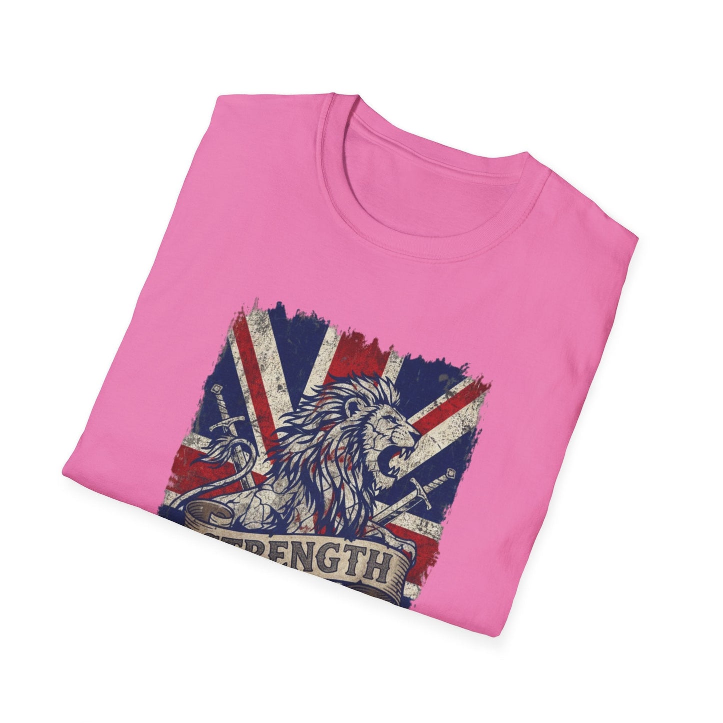 British Lion Strength & Courage T-Shirt - Distressed Union Jack Graphic Tee