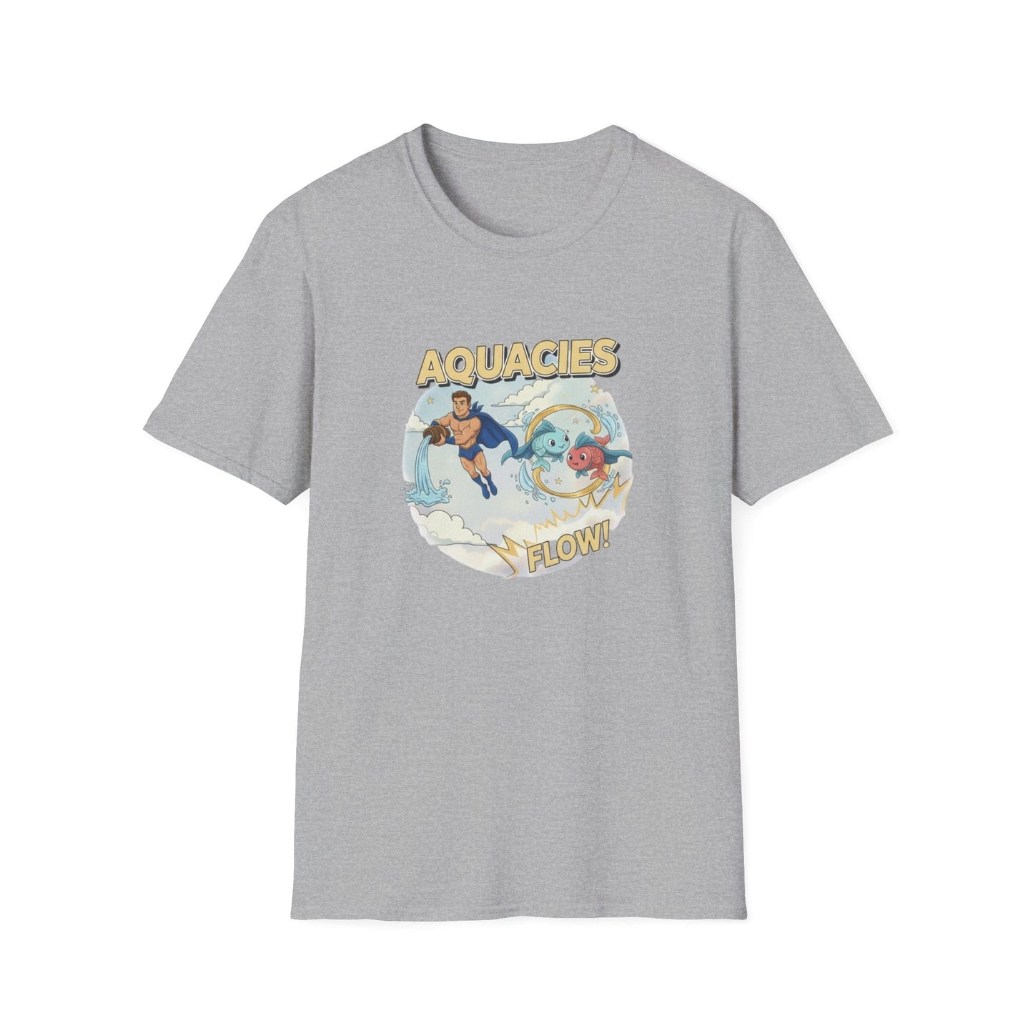 Aquacies "Flow!" Superhero Zodiac T-Shirt - Aquarius Pisces Cusp Graphic Tee - That Should Be on a T-Shirt