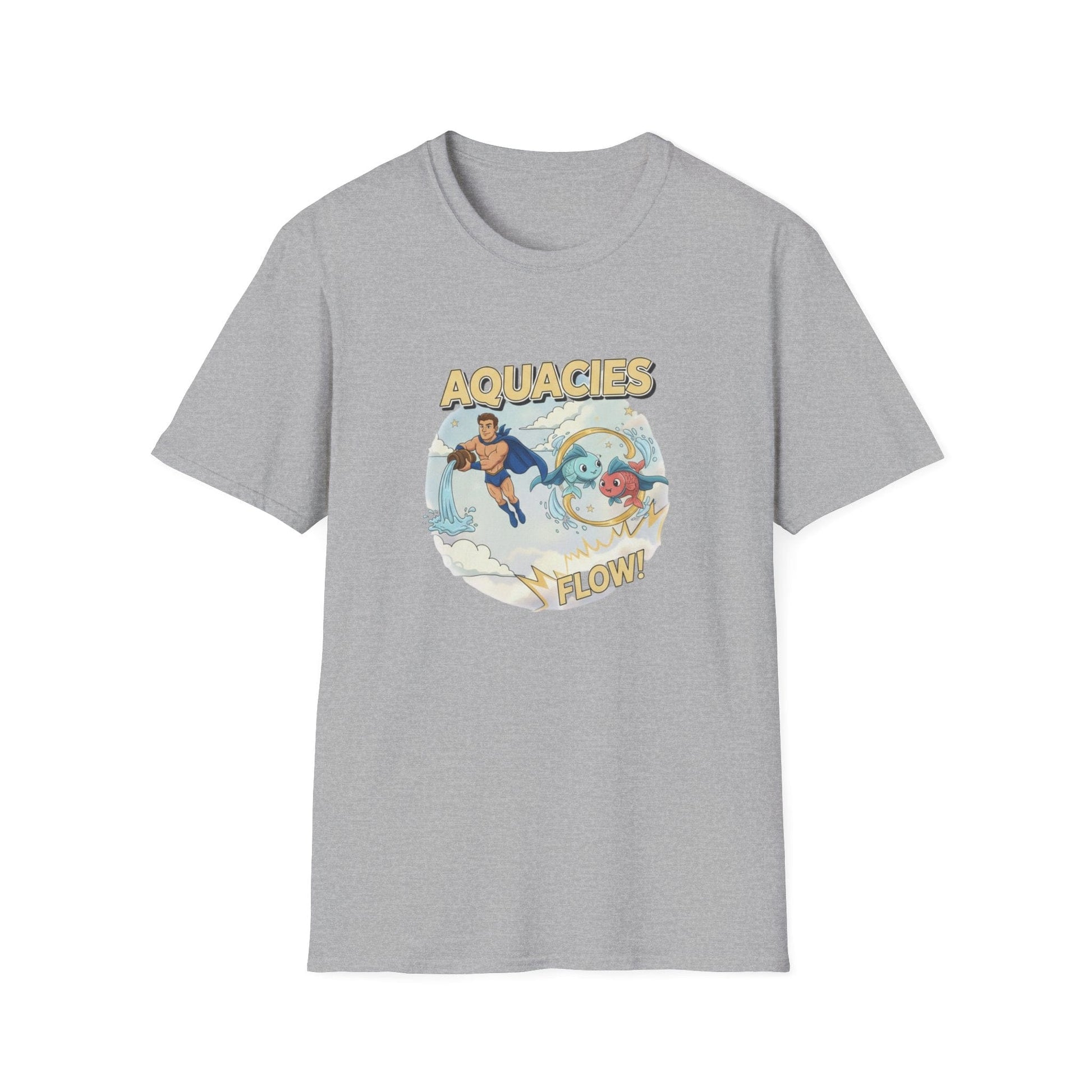 Aquacies "Flow!" Superhero Zodiac T-Shirt - Aquarius Pisces Cusp Graphic Tee - That Should Be on a T-Shirt