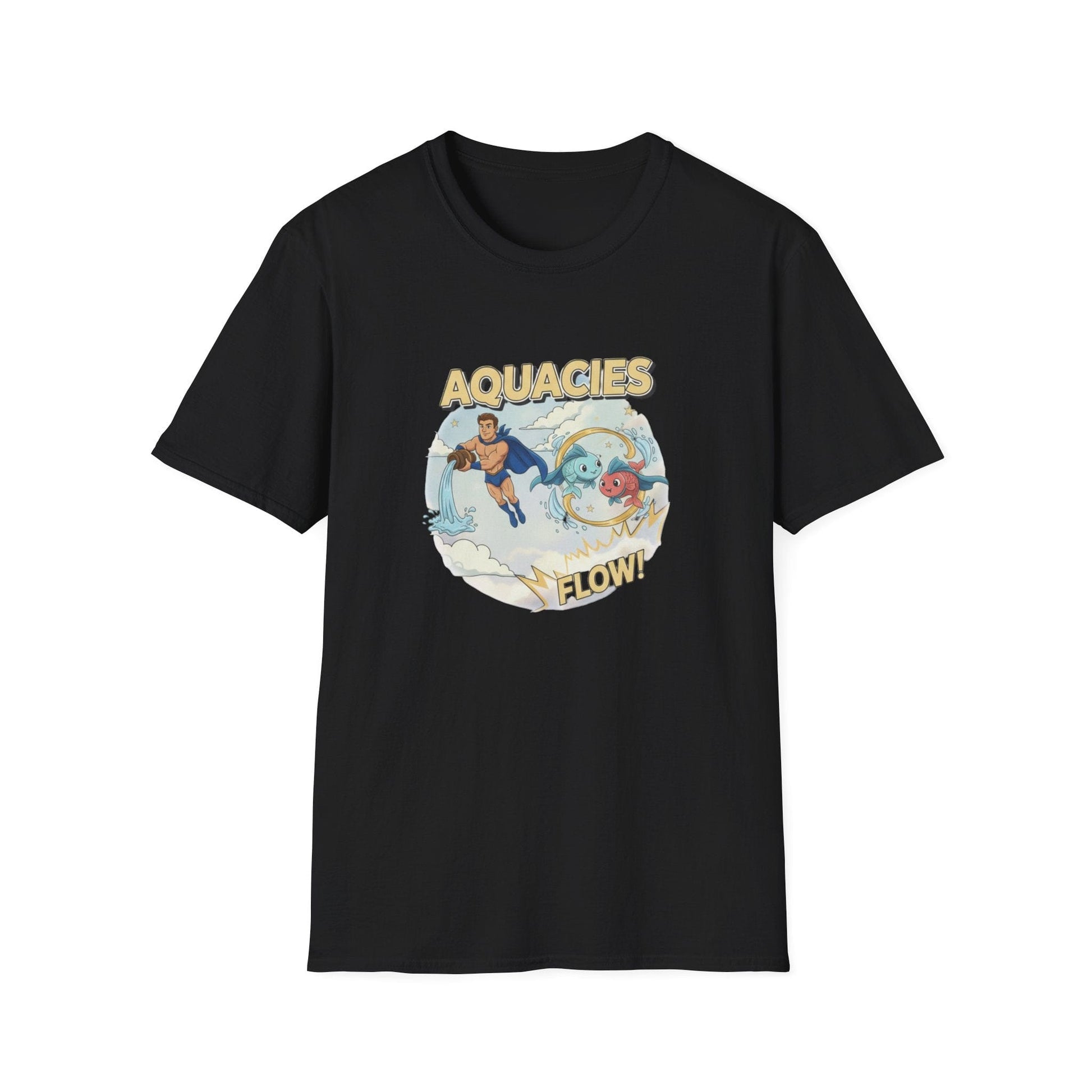 Aquacies "Flow!" Superhero Zodiac T-Shirt - Aquarius Pisces Cusp Graphic Tee - That Should Be on a T-Shirt