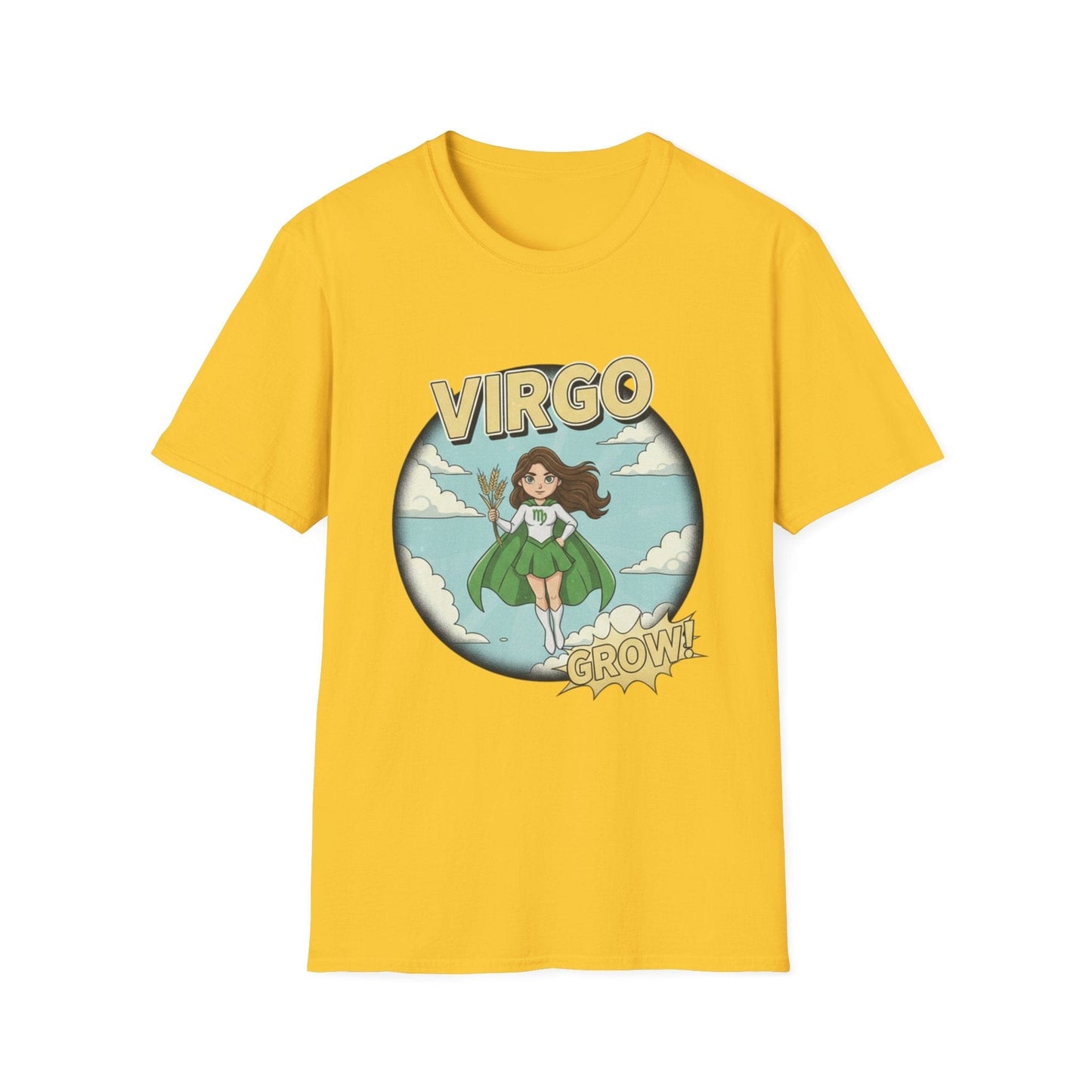 Virgo “Grow” T-Shirt – Cute Virgo Zodiac Superhero Graphic Tee - That Should Be on a T-Shirt