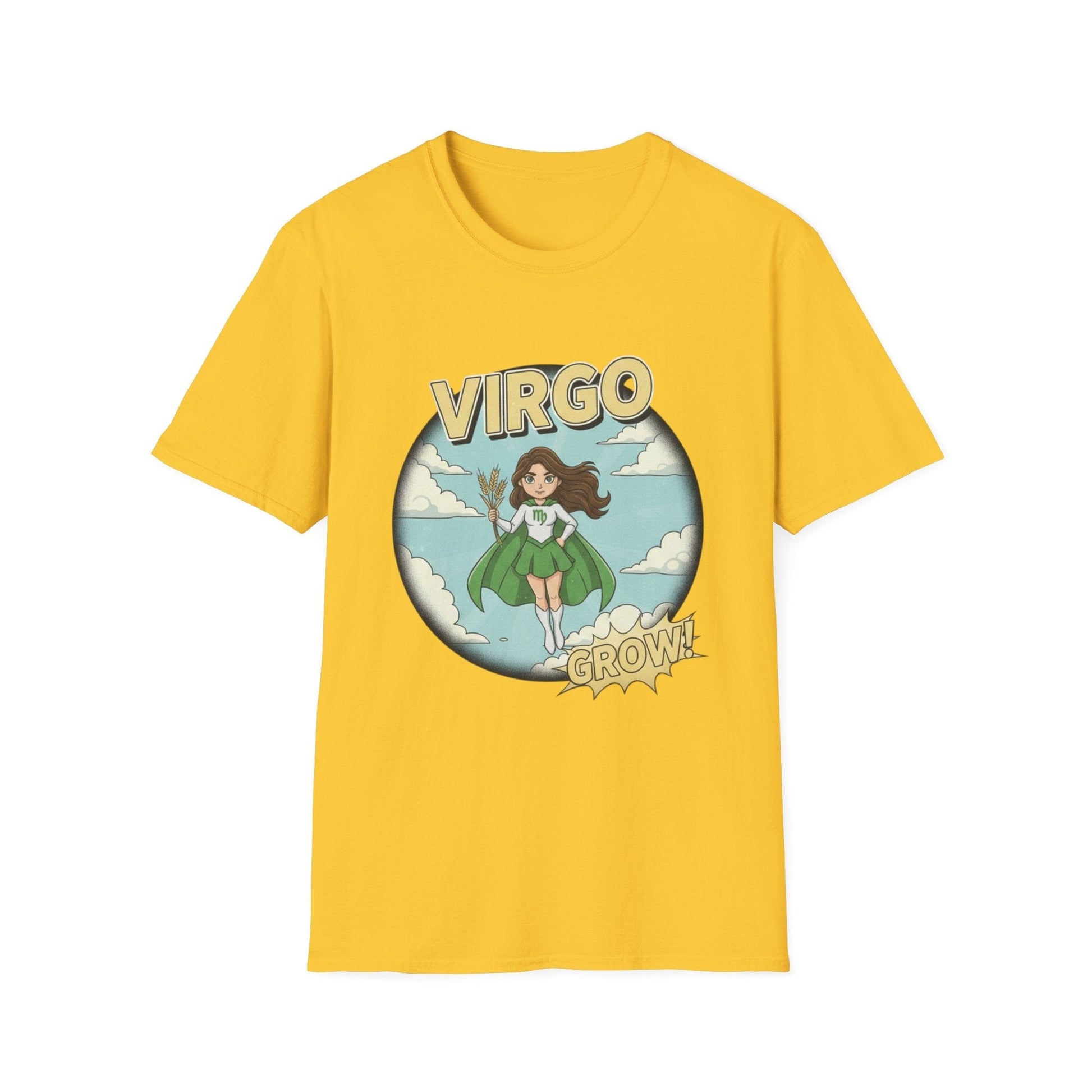 Virgo “Grow” T-Shirt – Cute Virgo Zodiac Superhero Graphic Tee - That Should Be on a T-Shirt