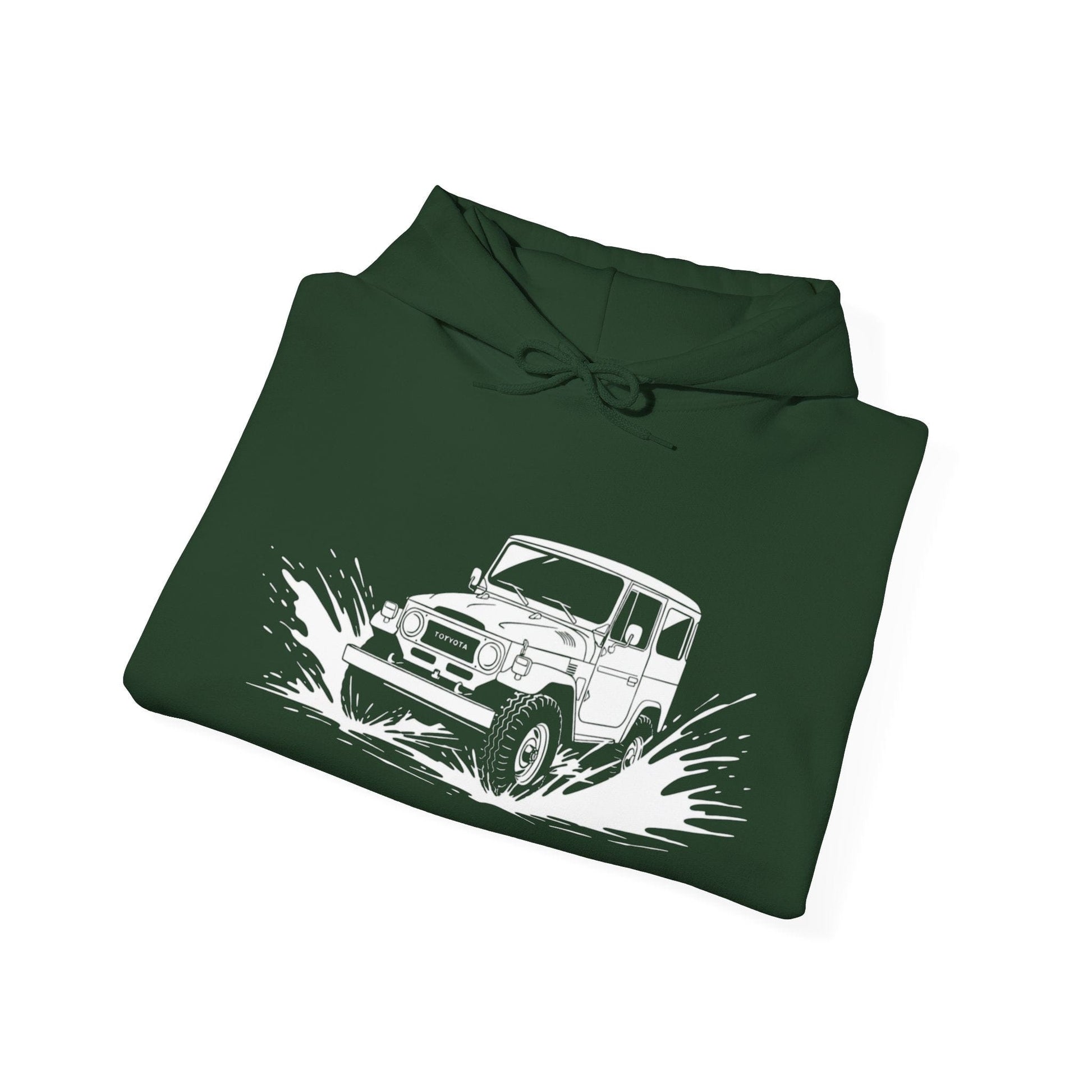 Classic 4x4 Off-Road Adventure Pullover Hoodie | Vintage Landcruiser & Sleeve Print - That Should Be on a T-Shirt