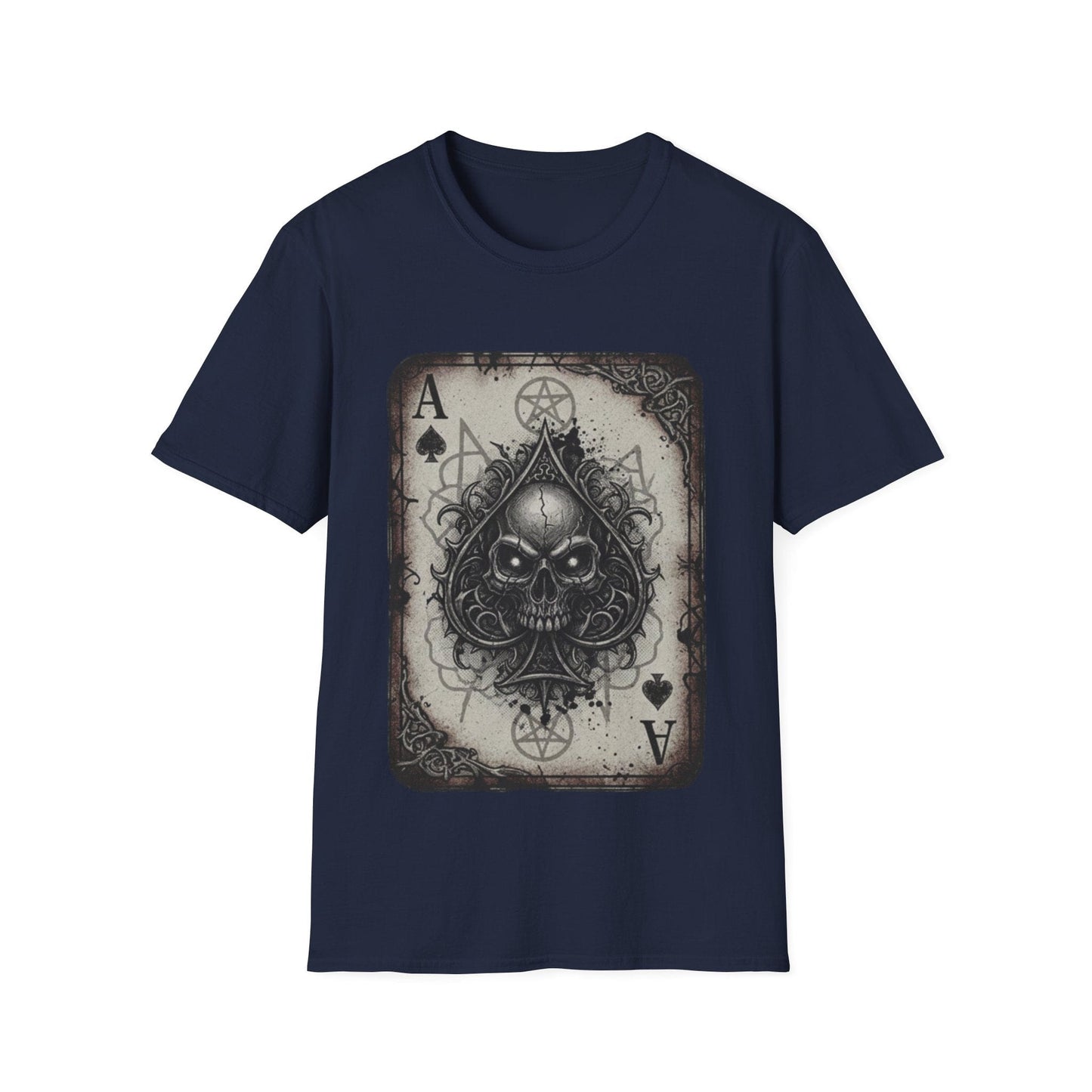 Dark Occult Ace of Spades Skull T-Shirt - Gothic Horror Playing Card Graphic Tee