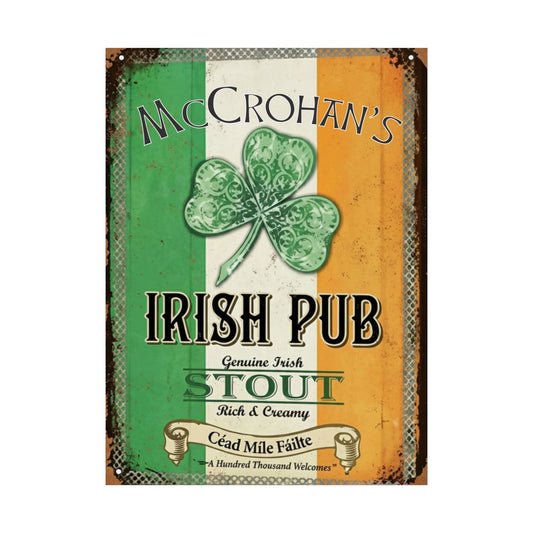 Irish Pub Stout Poster — "Your Name"  Vintage Shamrock Wall Art