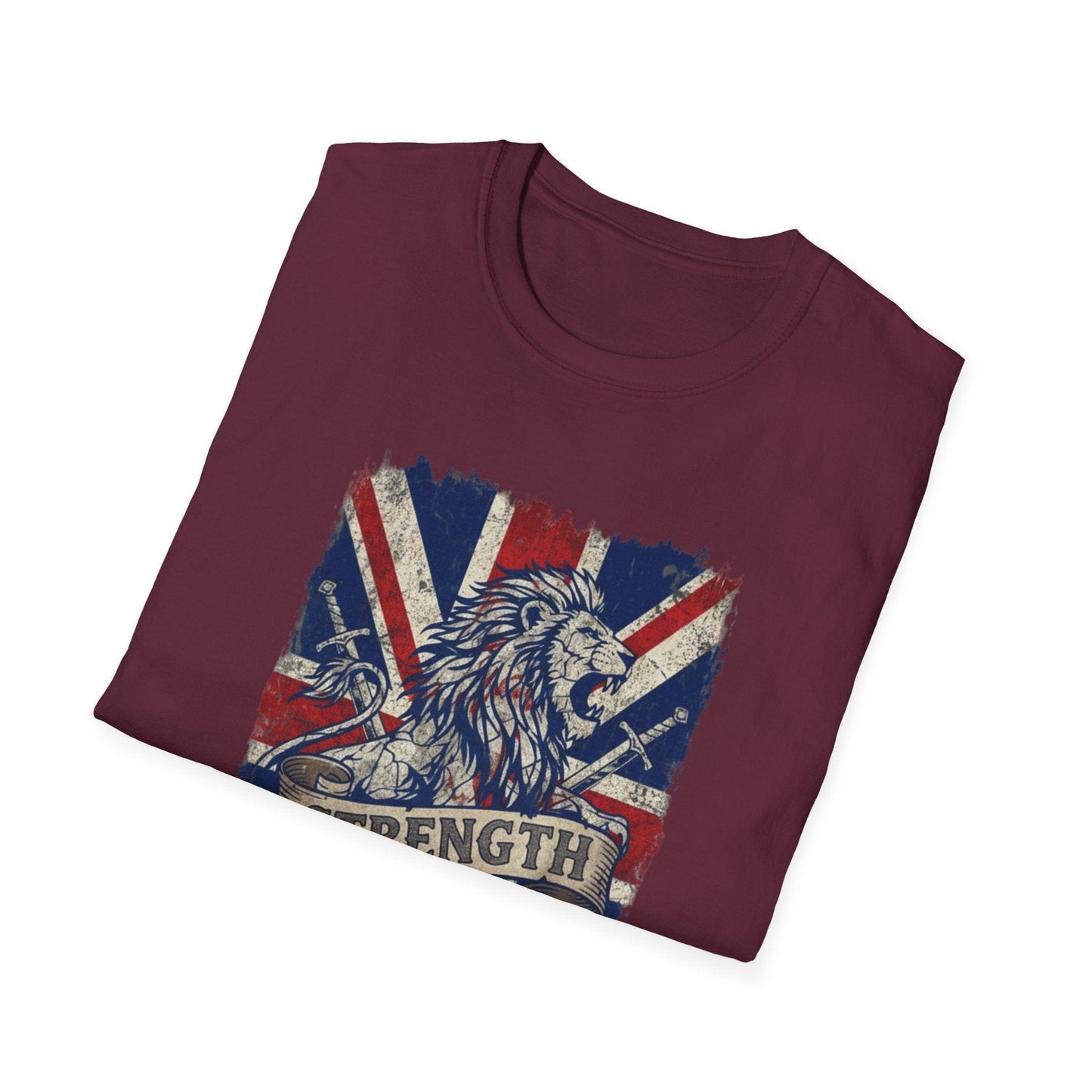 British Lion Strength & Courage T-Shirt - Distressed Union Jack Graphic Tee