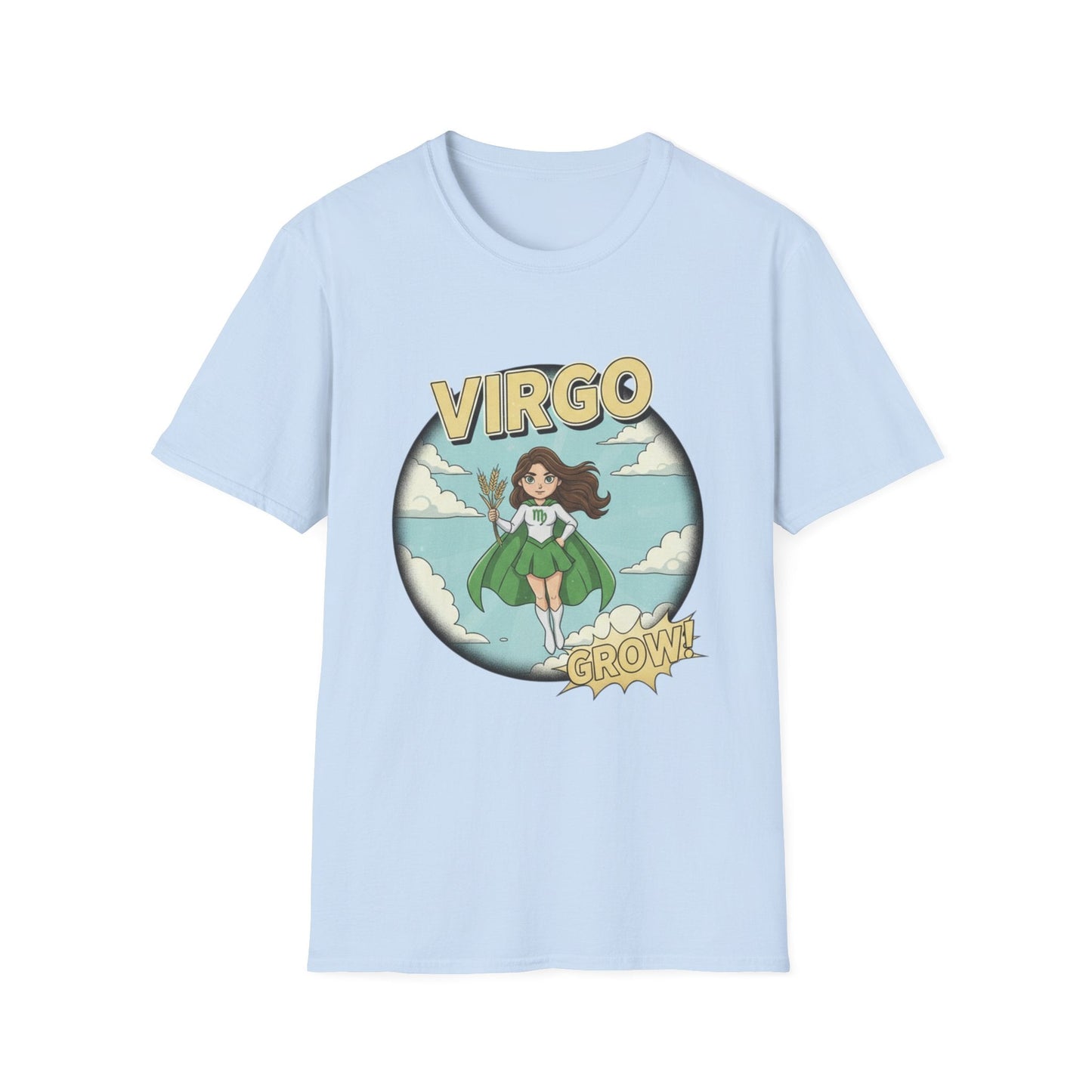 Virgo “Grow” T-Shirt – Cute Virgo Zodiac Superhero Graphic Tee - That Should Be on a T-Shirt