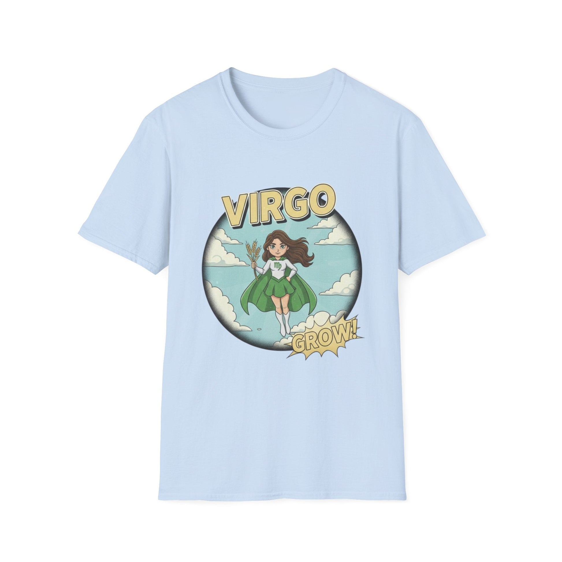 Virgo “Grow” T-Shirt – Cute Virgo Zodiac Superhero Graphic Tee - That Should Be on a T-Shirt