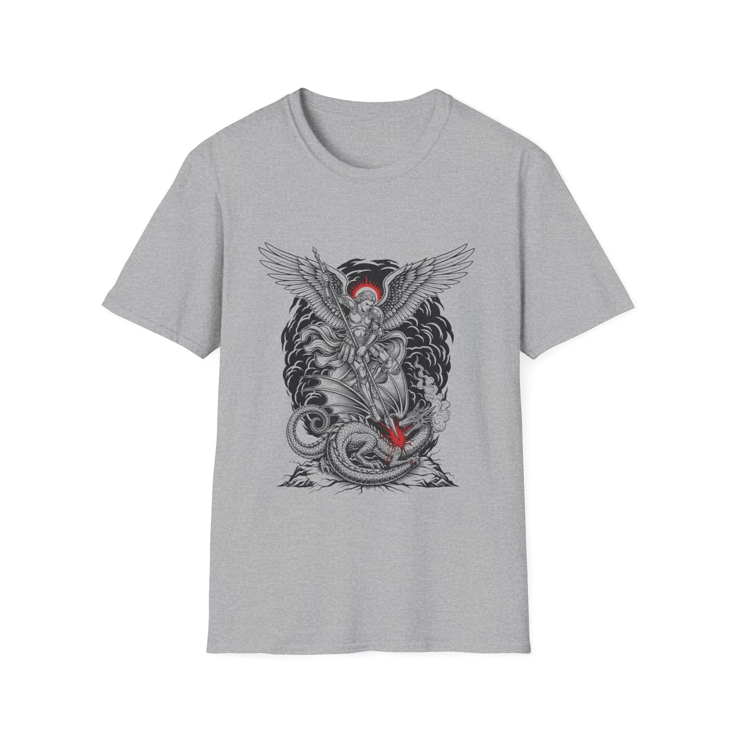 The Archangel Slayer: Saint Michael Defeats the Dragon Graphic T-Shirt - That Should Be on a T-Shirt