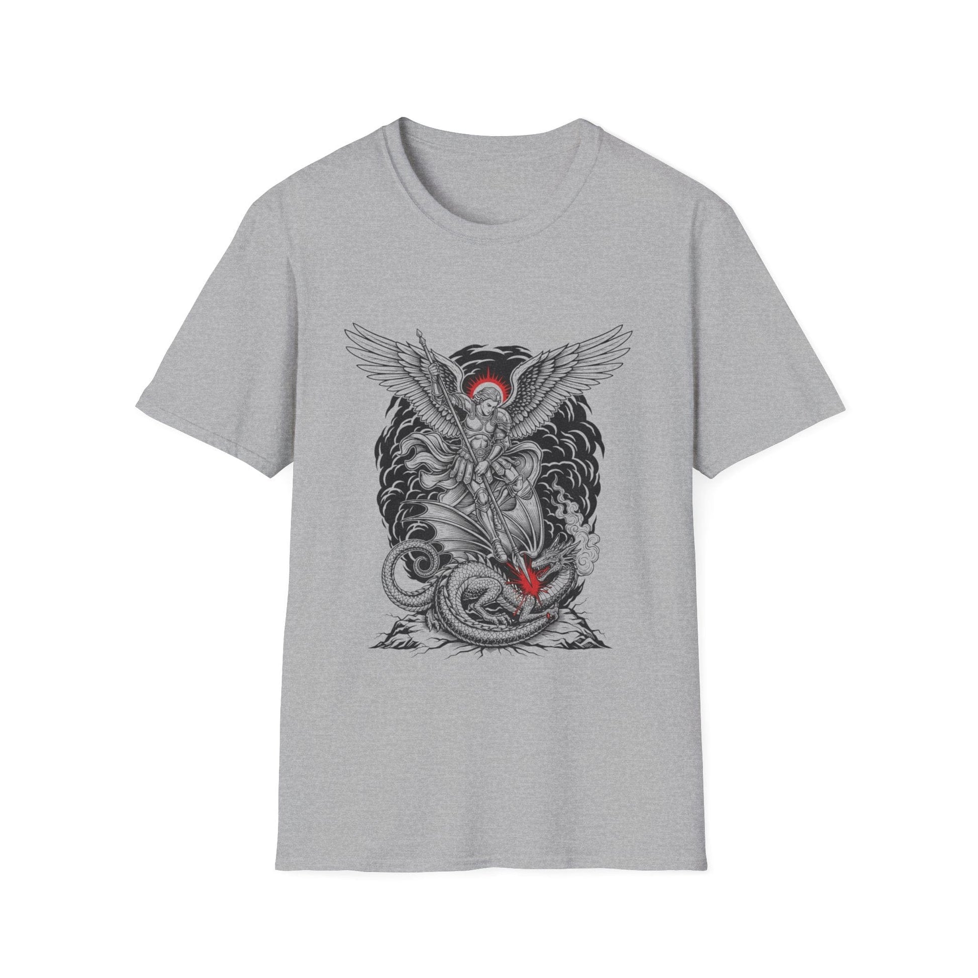 The Archangel Slayer: Saint Michael Defeats the Dragon Graphic T-Shirt - That Should Be on a T-Shirt