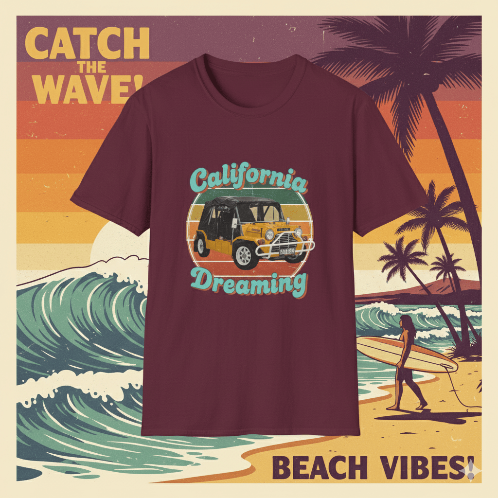 Retro California Dreaming Surf Tee - Vintage Moke Edition - That Should Be on a T-Shirt