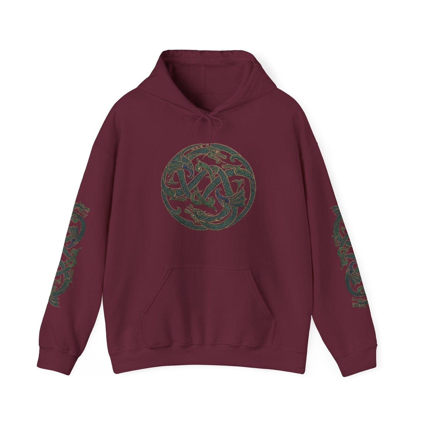 Celtic Dragon Emblem Hoodie – with Full Sleeve Detail