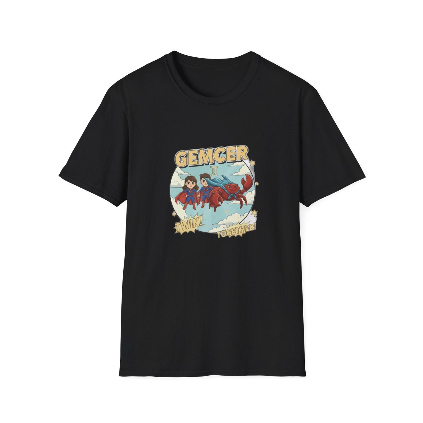 Gemcer "Twin Together" Gemini-Cancer Cusp Superhero T-Shirt - That Should Be on a T-Shirt