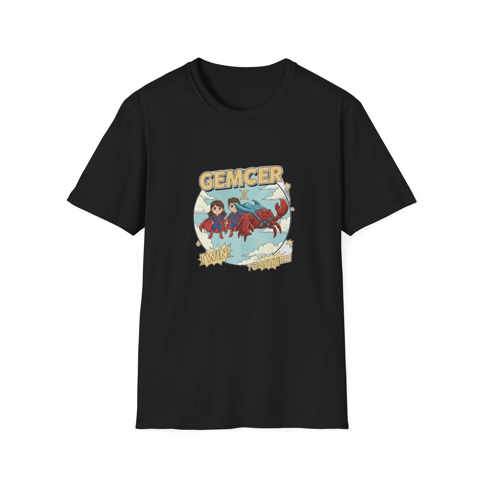 Gemcer "Twin Together" Gemini-Cancer Cusp Superhero T-Shirt - That Should Be on a T-Shirt