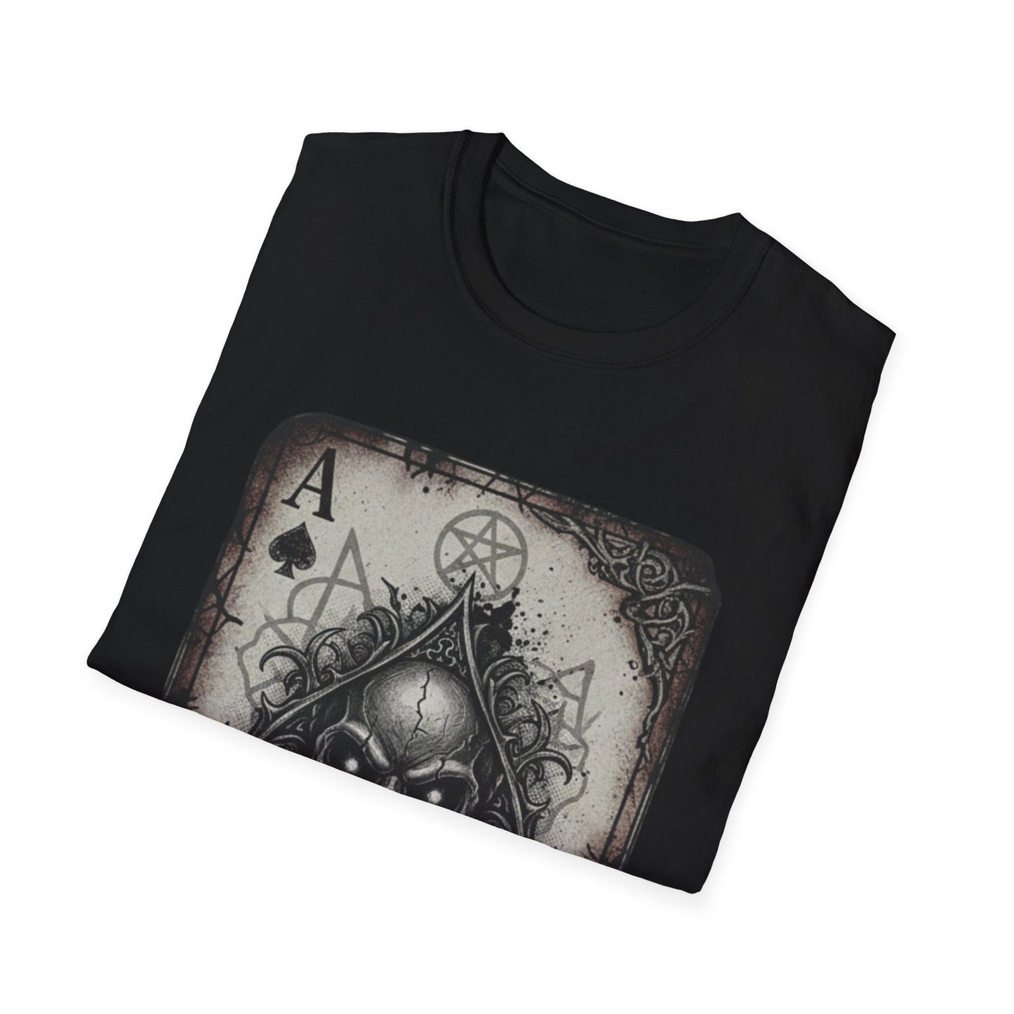Dark Occult Ace of Spades Skull T-Shirt - Gothic Horror Playing Card Graphic Tee
