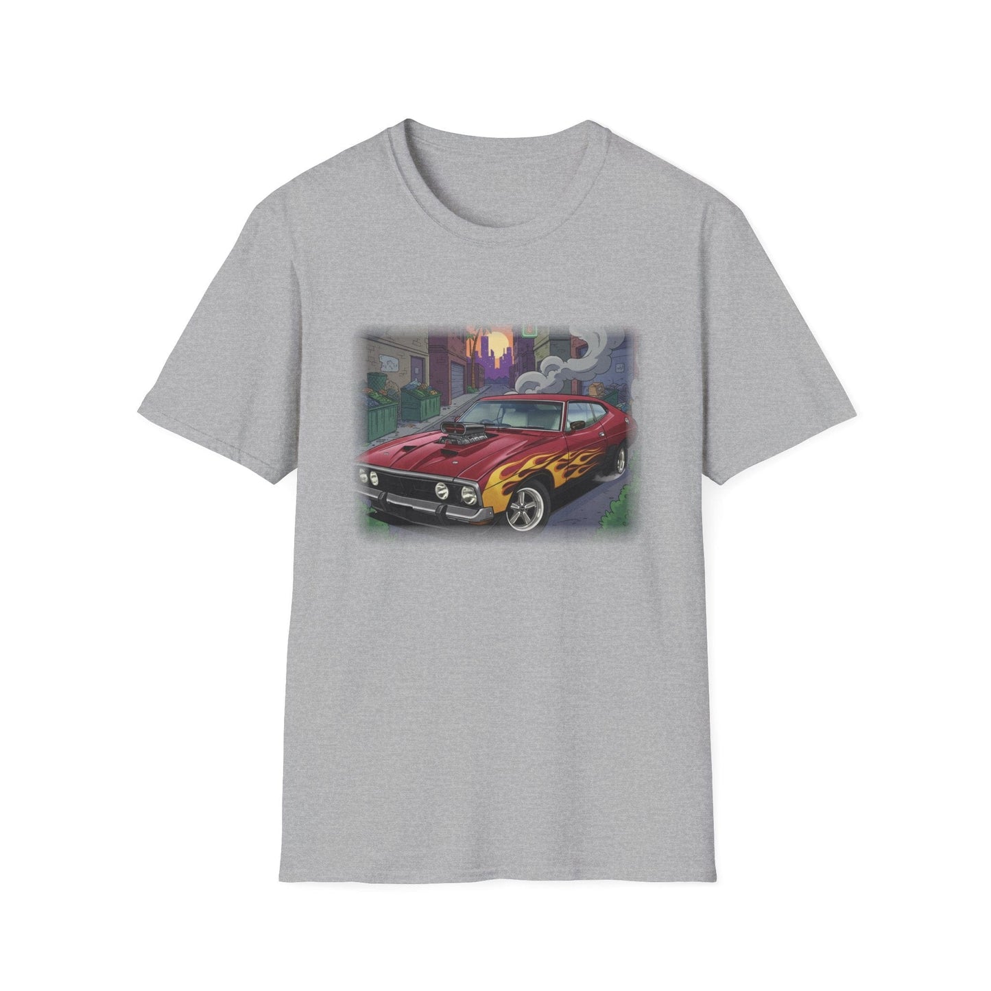 Classic Muscle Car T-Shirt — XB Falcon with Flames Graphic - That Should Be on a T-Shirt