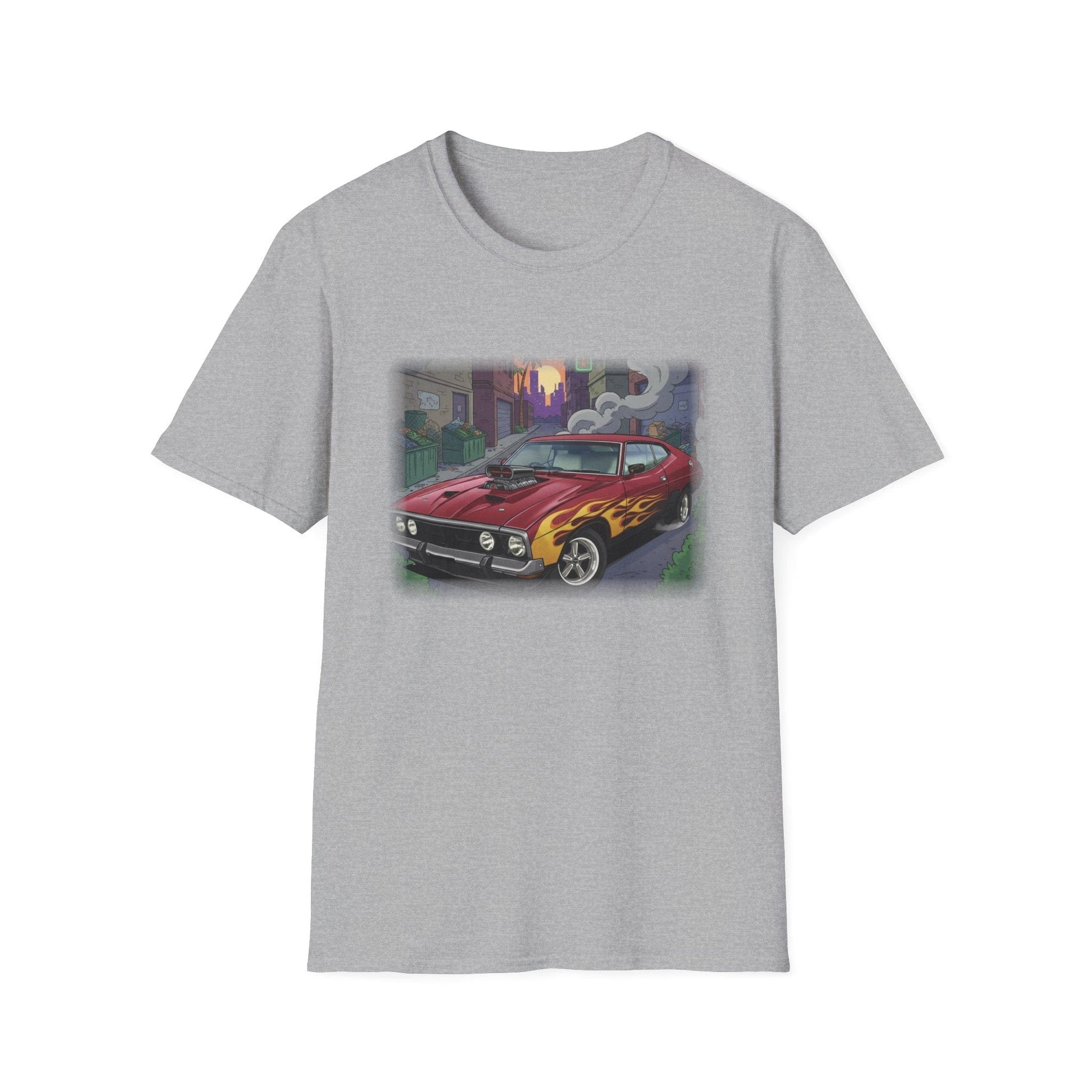 Classic Muscle Car T-Shirt — XB Falcon with Flames Graphic - That Should Be on a T-Shirt