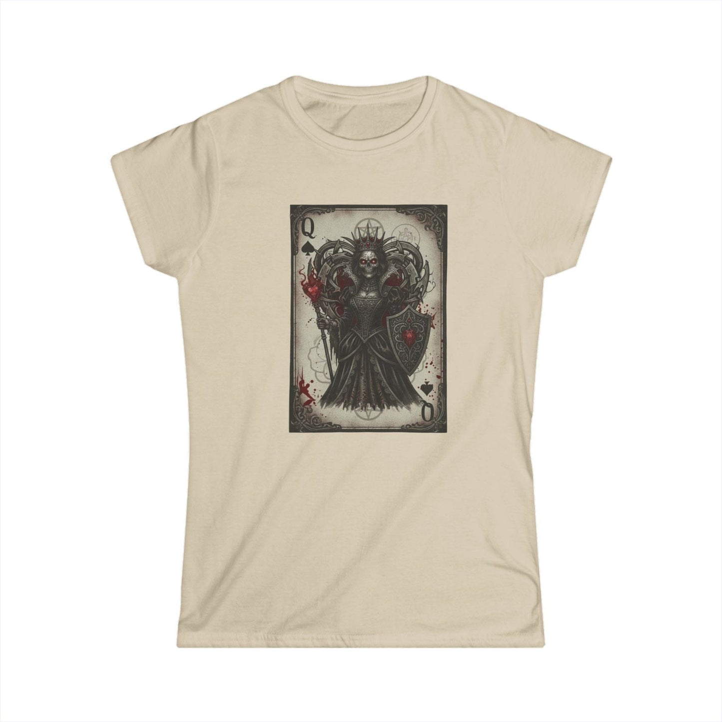 Queen of Hearts Gothic T-Shirt - Dark Aesthetic Playing Card Tee - Modern Goth Apparel