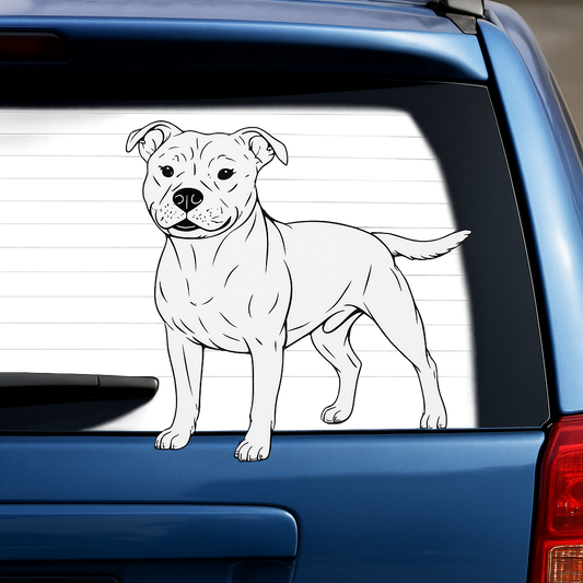 Sure thing! Here’s a descriptive alt text for the image:

**"White decal-style artwork of a stylized duck holding a beer mug, placed on the rear windshield of a blue SUV. The decal stands out clearly against the dark tinted glass, giving the appearance of a custom car sticker."**
