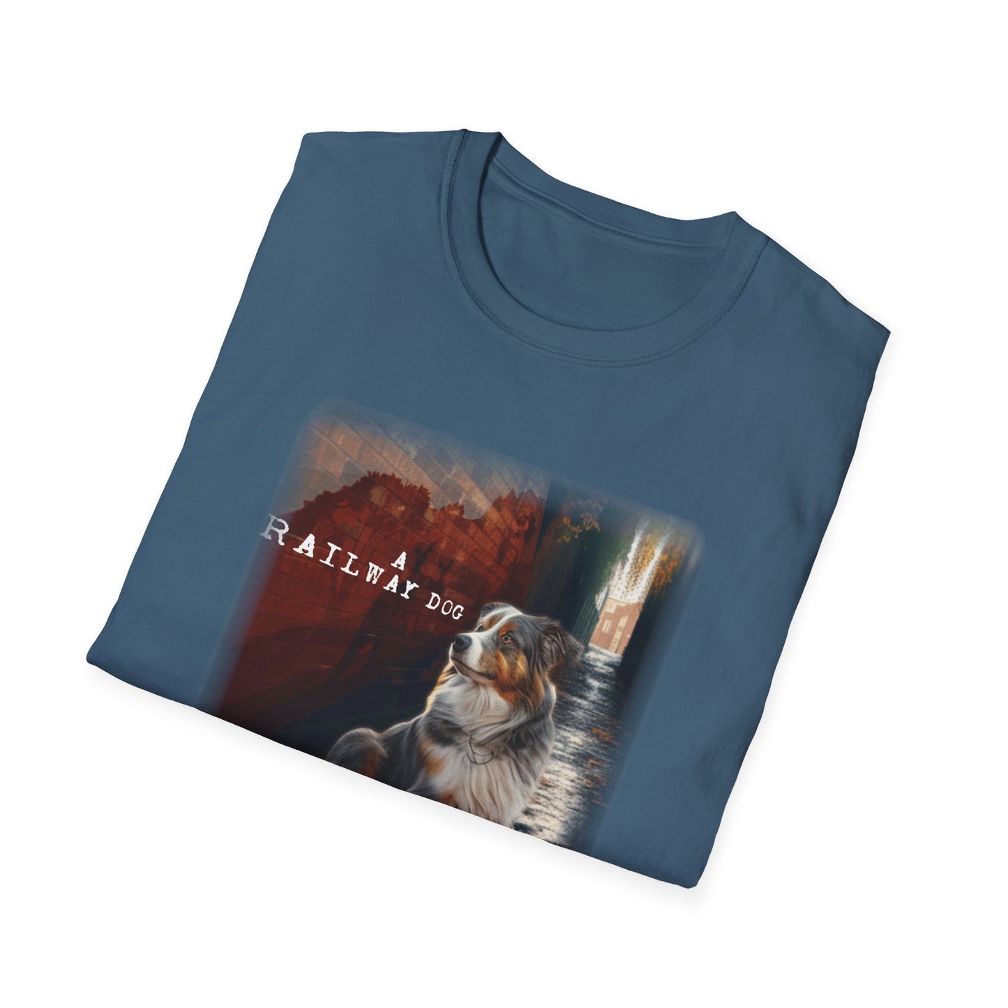 A Railway Dog Premium Graphic T-Shirt - Australian Shepherd Art Tee - That Should Be on a T-Shirt