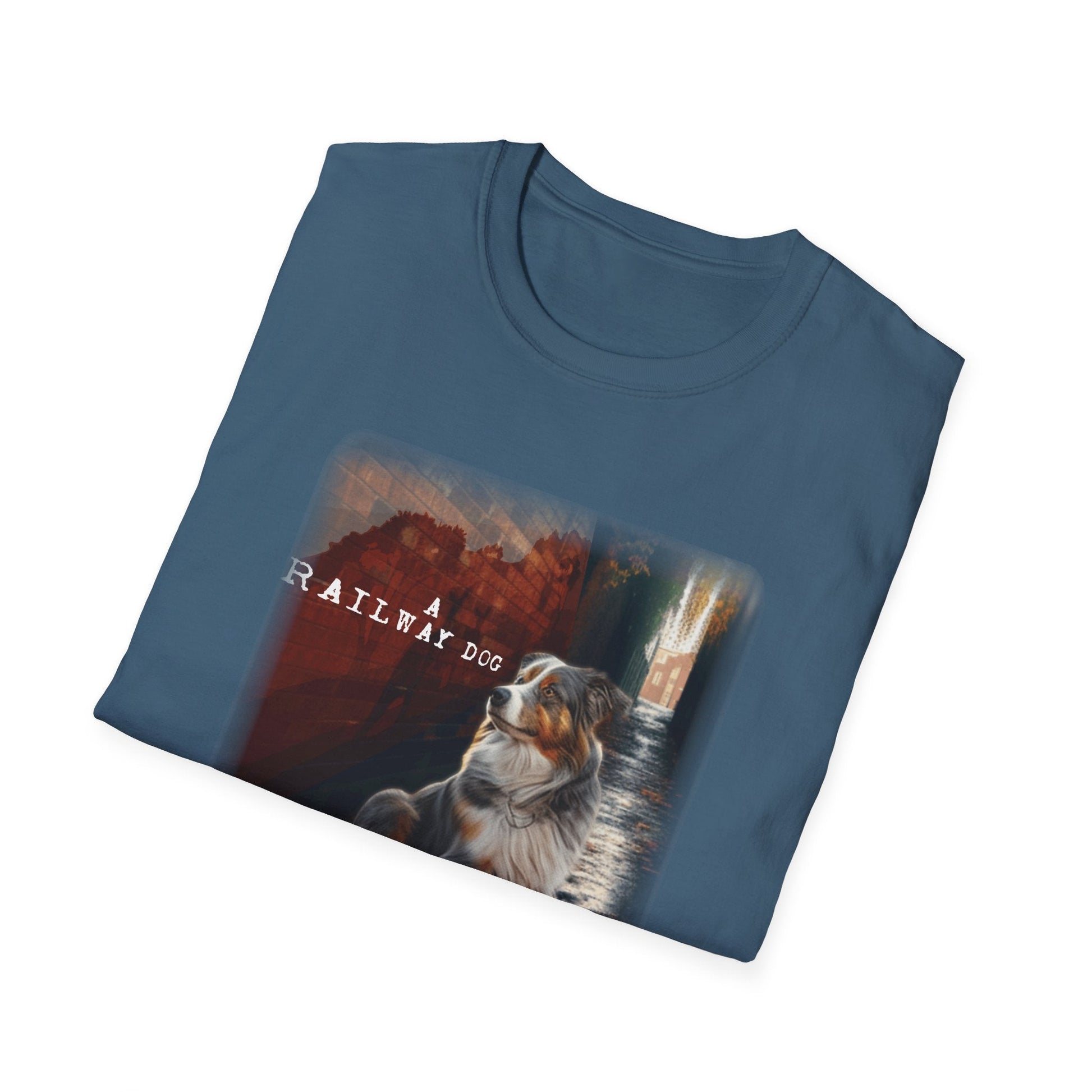A Railway Dog Premium Graphic T-Shirt - Australian Shepherd Art Tee - That Should Be on a T-Shirt