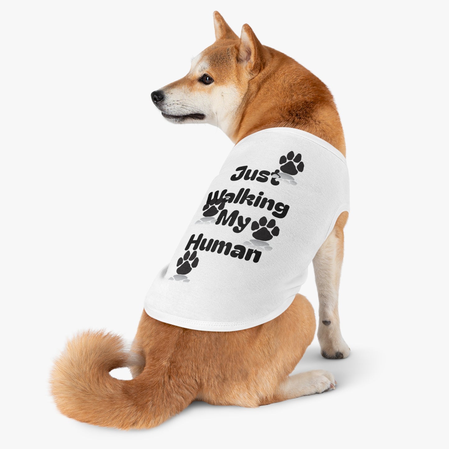 "Just Walking My Human" Dog Tank Top, Breathable Pet Tee for Fun & Comfort
