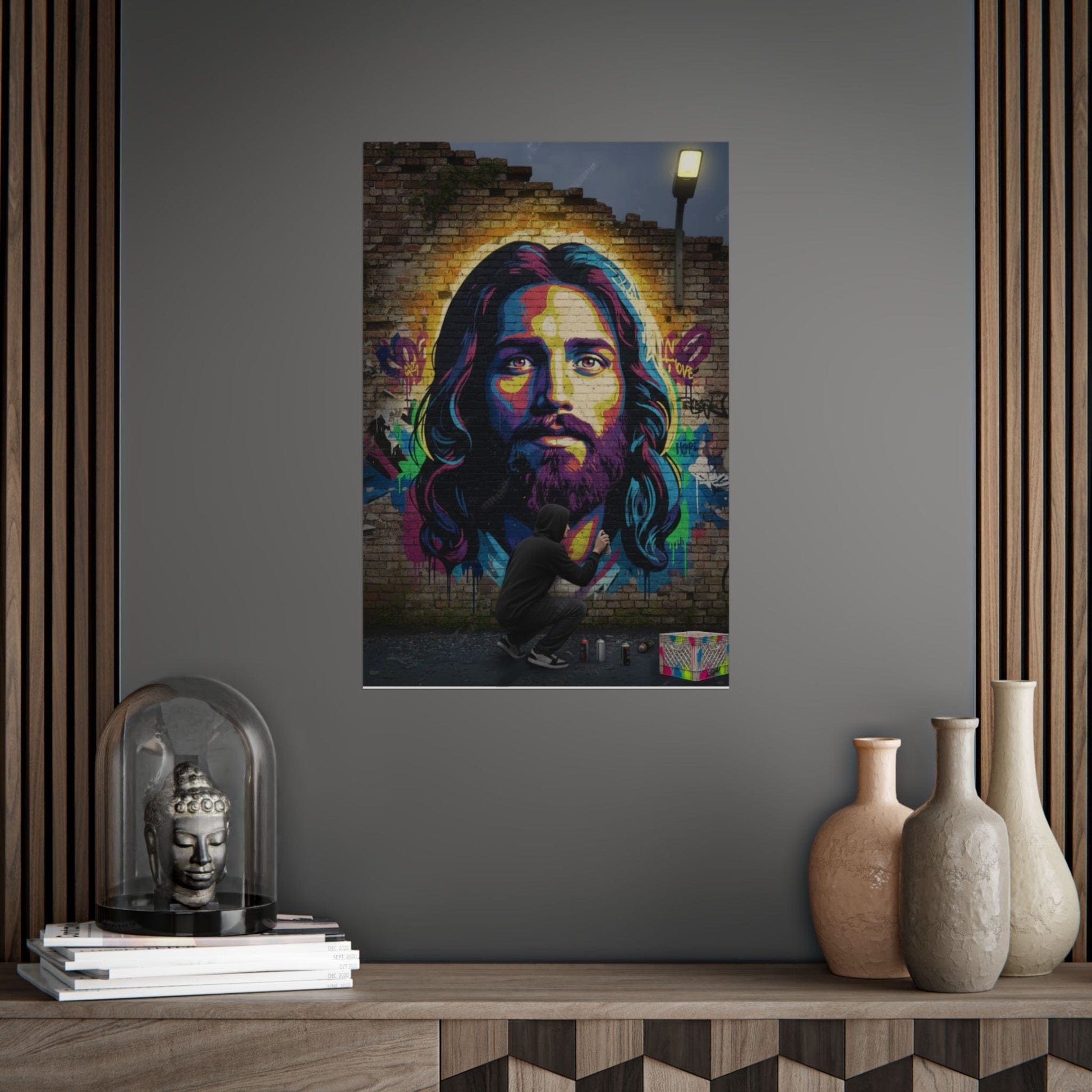 Modern Jesus Graffiti Wall Art Poster – Vibrant Urban Faith Street Art Print - That Should Be on a T-Shirt