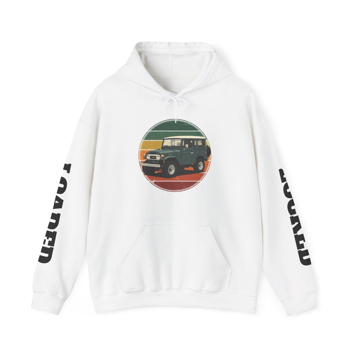 Classic Off-Road Hoodie – Vintage 4x4 Sunset Graphic with 'LOADED' Sleeve Text - That Should Be on a T-Shirt