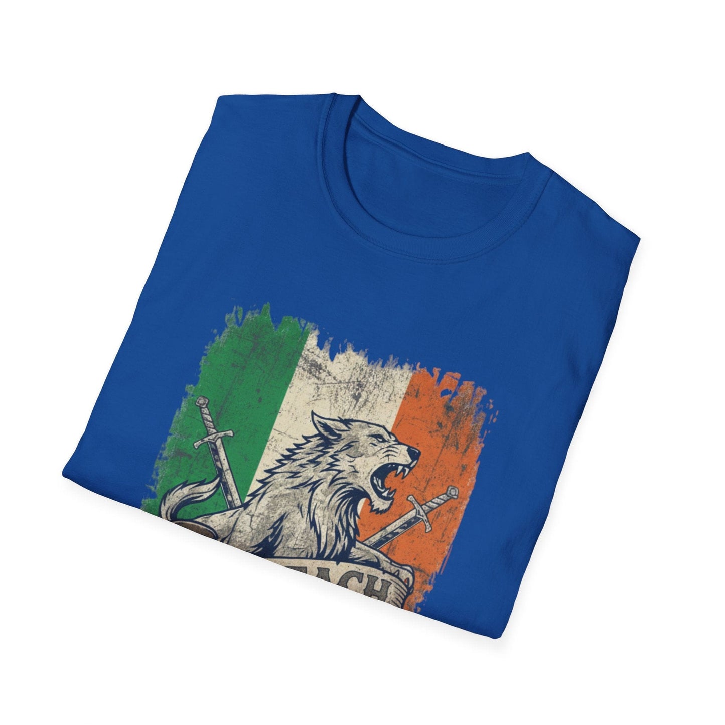 Irish Wolf Misneach & Neart T-Shirt - Distressed Ireland Flag Graphic Tee
Product Description