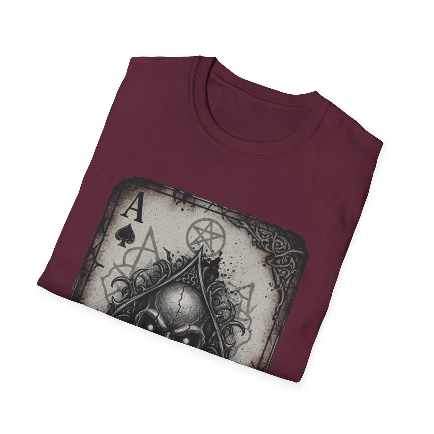 Dark Occult Ace of Spades Skull T-Shirt - Gothic Horror Playing Card Graphic Tee