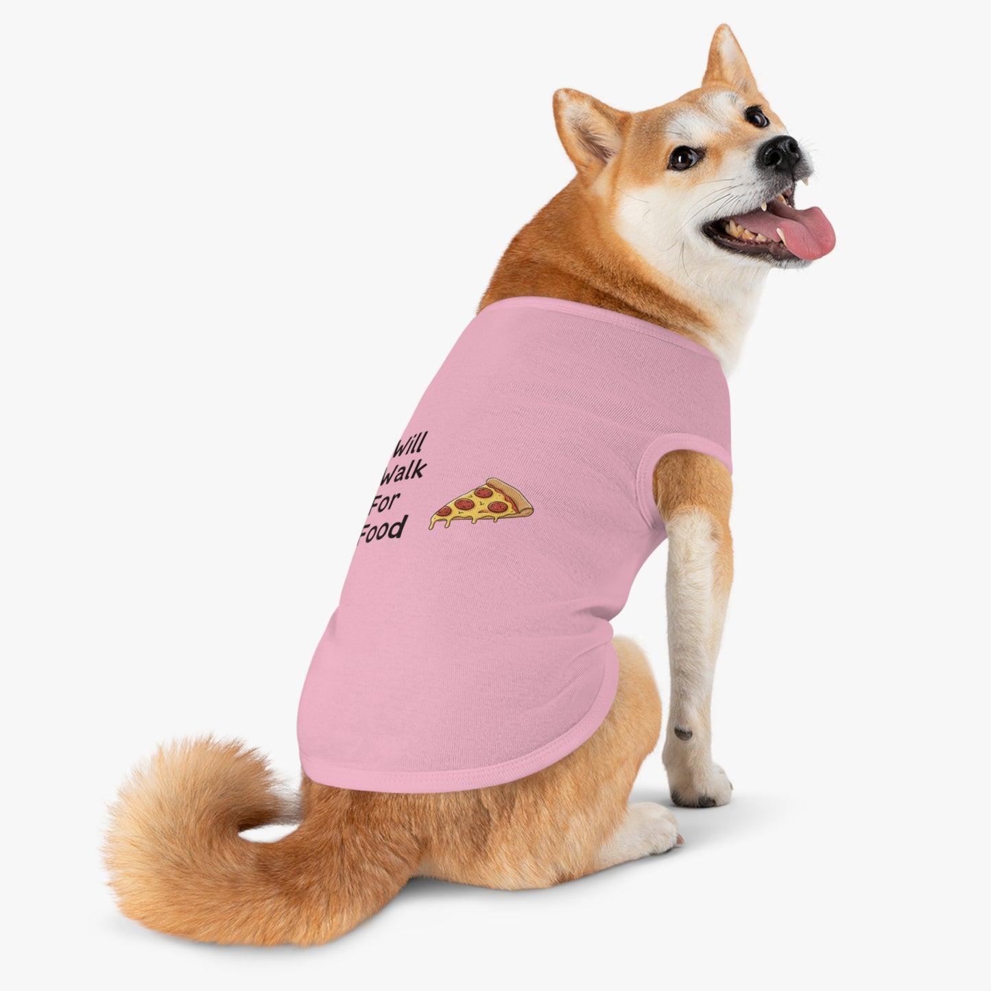 Funny Dog Vest "Will Walk For Food" - Pink Slogan Harness for Walks & Photos