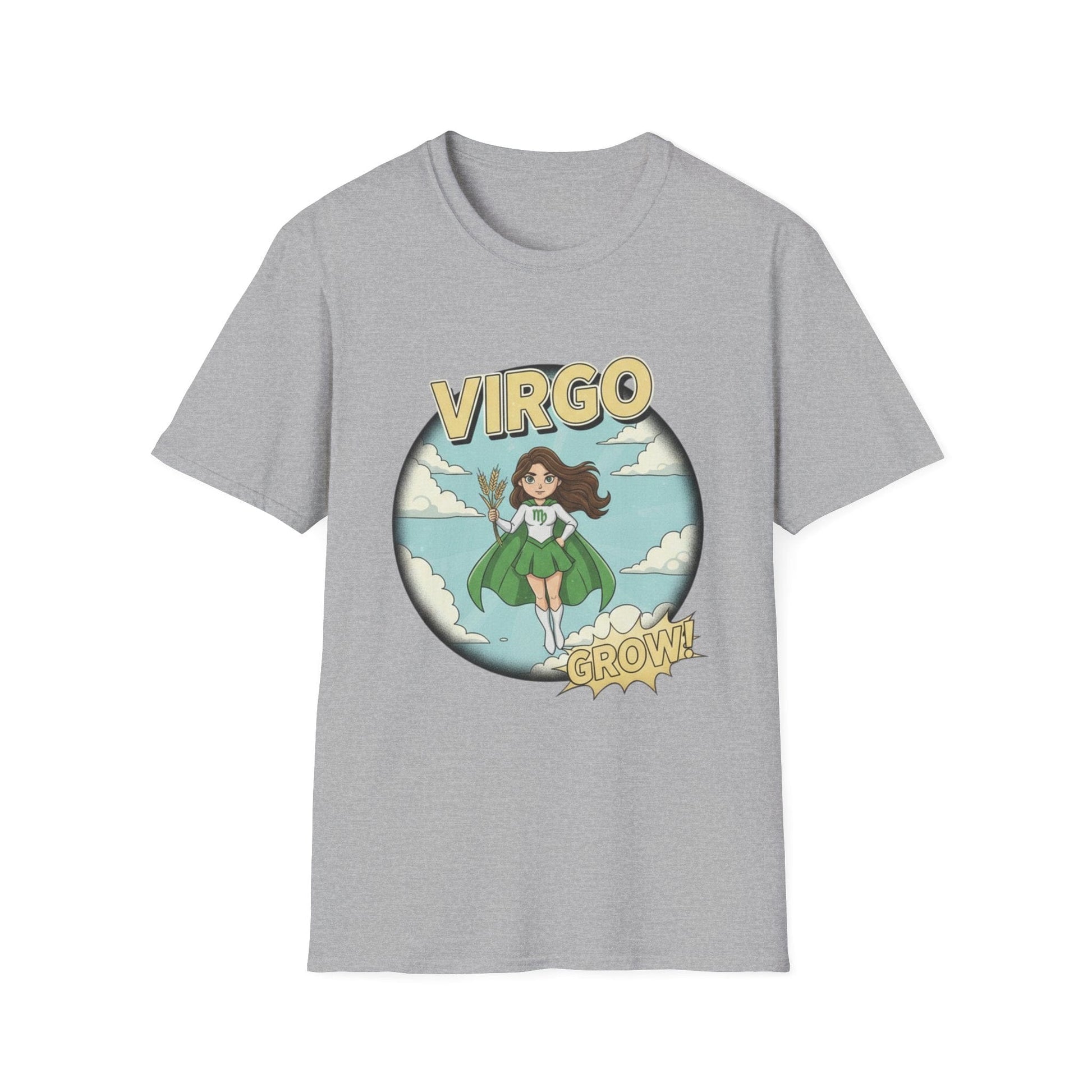 Virgo “Grow” T-Shirt – Cute Virgo Zodiac Superhero Graphic Tee - That Should Be on a T-Shirt