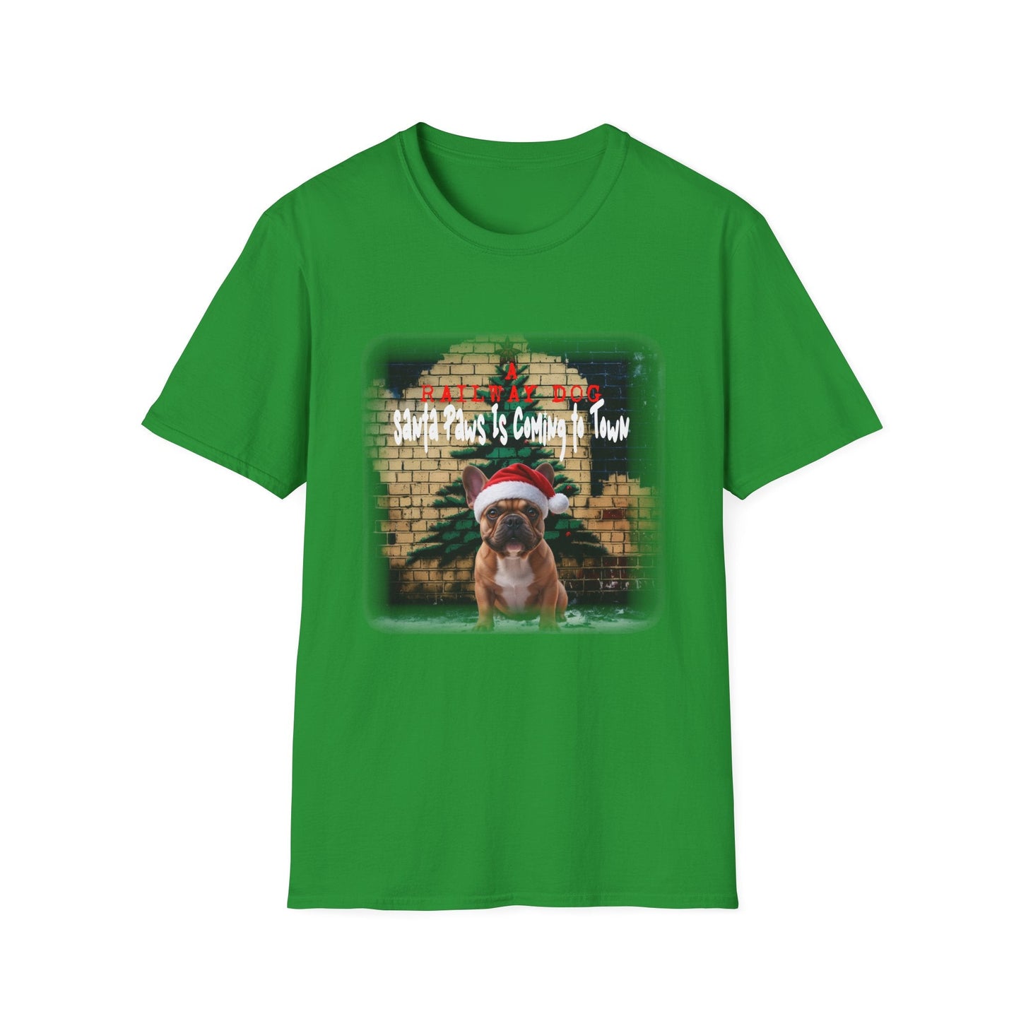 Festive French Bulldog Christmas T-Shirt | Santa Paws Is Coming To Town Tee | Funny Frenchie Holiday Gift