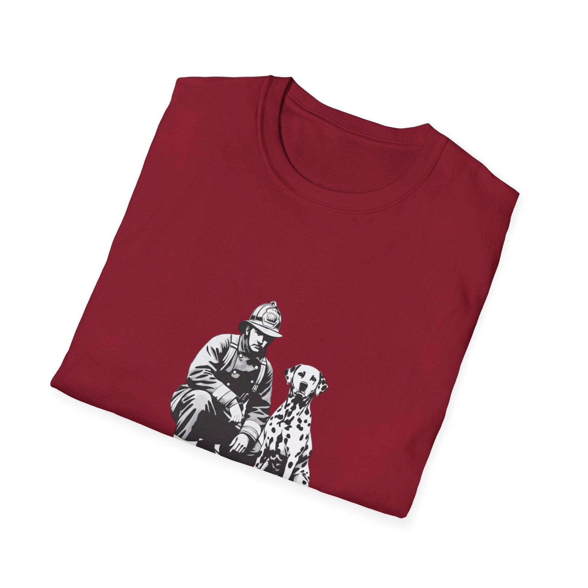 Firefighter & Dalmatian T-Shirt – Vintage Dog Lover Graphic Tee, Unisex Cotton - That Should Be on a T-Shirt