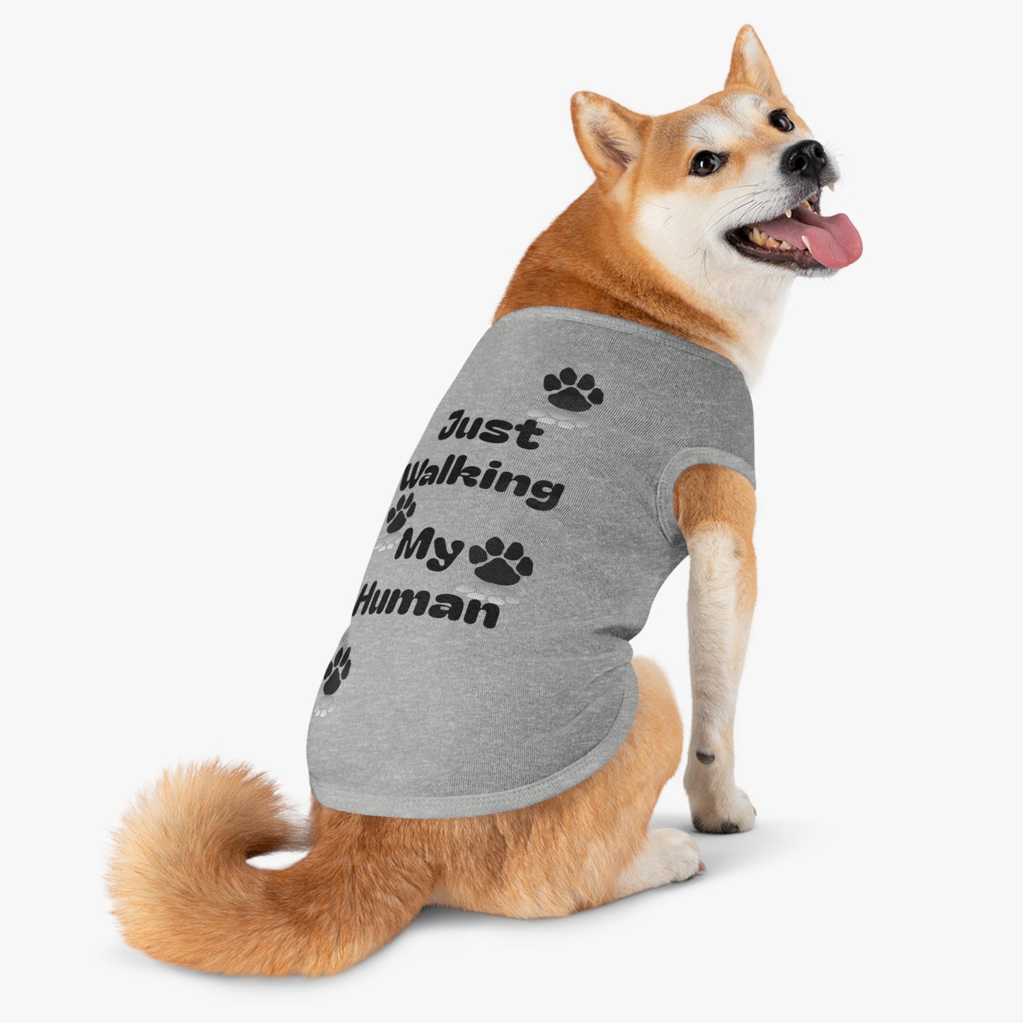 "Just Walking My Human" Dog Tank Top, Breathable Pet Tee for Fun & Comfort