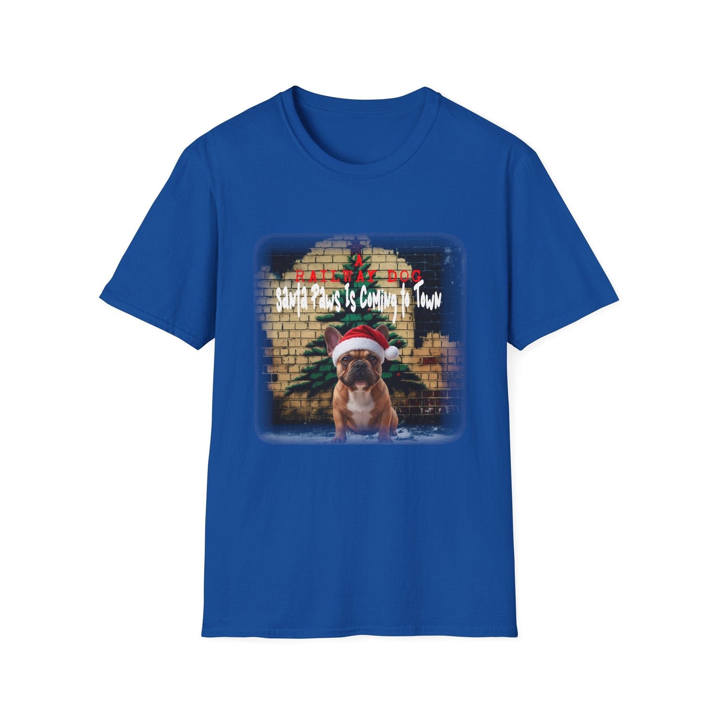 Festive French Bulldog Christmas T-Shirt | Santa Paws Is Coming To Town Tee | Funny Frenchie Holiday Gift