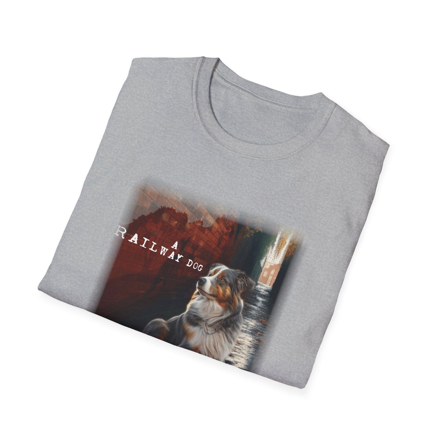 A Railway Dog Premium Graphic T-Shirt - Australian Shepherd Art Tee - That Should Be on a T-Shirt