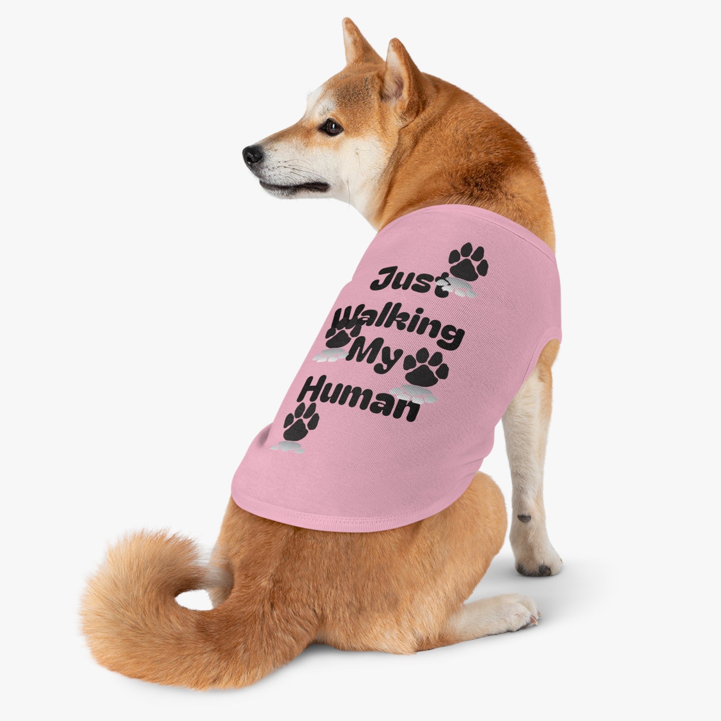 "Just Walking My Human" Dog Tank Top, Breathable Pet Tee for Fun & Comfort