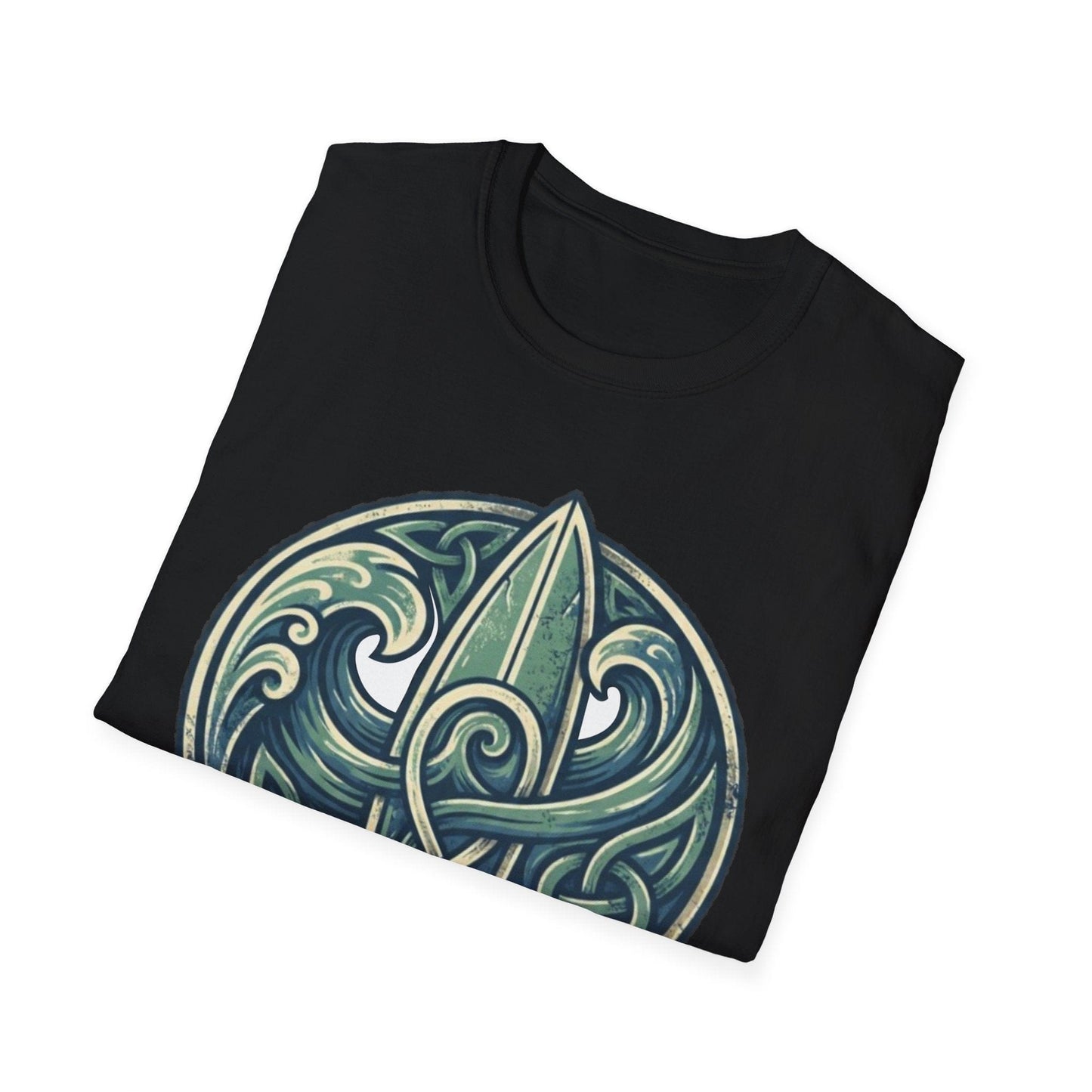 Celtic Tide: Ancient Surf & Knotwork Graphic T-Shirt