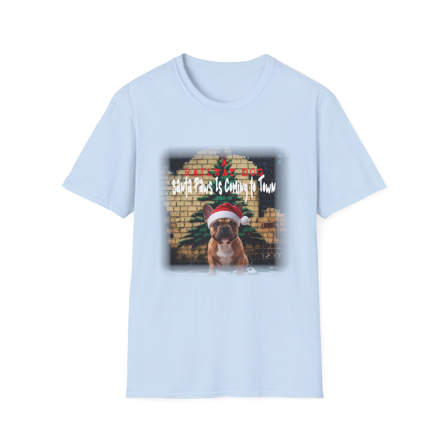 Festive French Bulldog Christmas T-Shirt | Santa Paws Is Coming To Town Tee | Funny Frenchie Holiday Gift