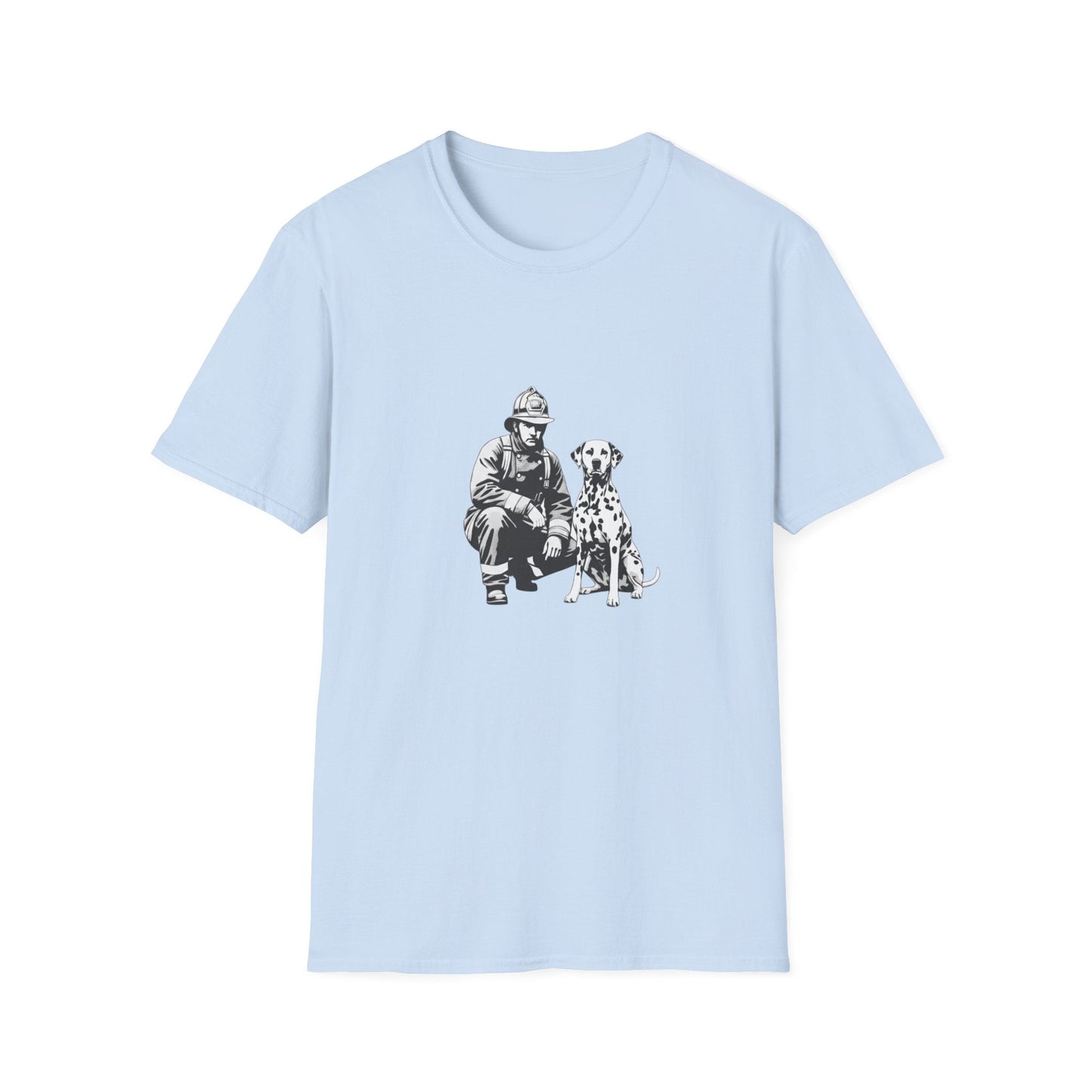 Firefighter & Dalmatian T-Shirt – Vintage Dog Lover Graphic Tee, Unisex Cotton - That Should Be on a T-Shirt