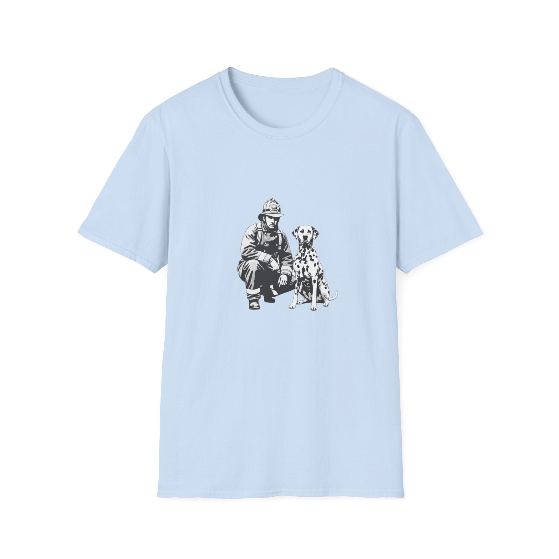 Firefighter & Dalmatian T-Shirt – Vintage Dog Lover Graphic Tee, Unisex Cotton - That Should Be on a T-Shirt
