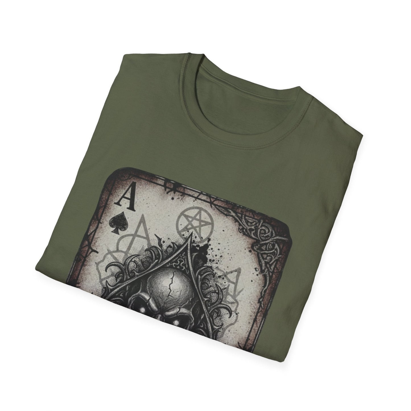 Dark Occult Ace of Spades Skull T-Shirt - Gothic Horror Playing Card Graphic Tee