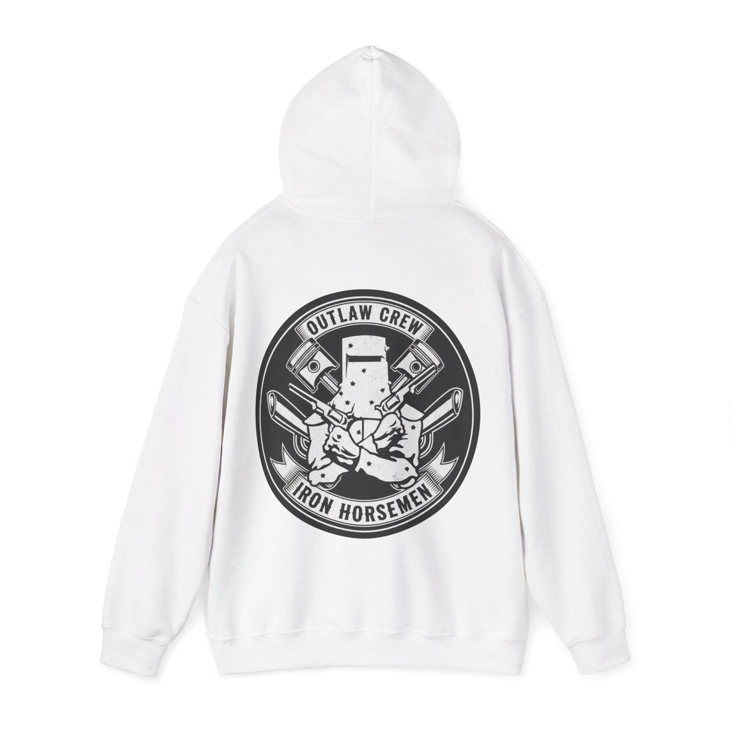 Outlaw Hoodie | Vintage Biker Style Pullover | Iron Horsemen Motorcycle Sweatshirt | Unisex Fleece Hoodie - That Should Be on a T-Shirt