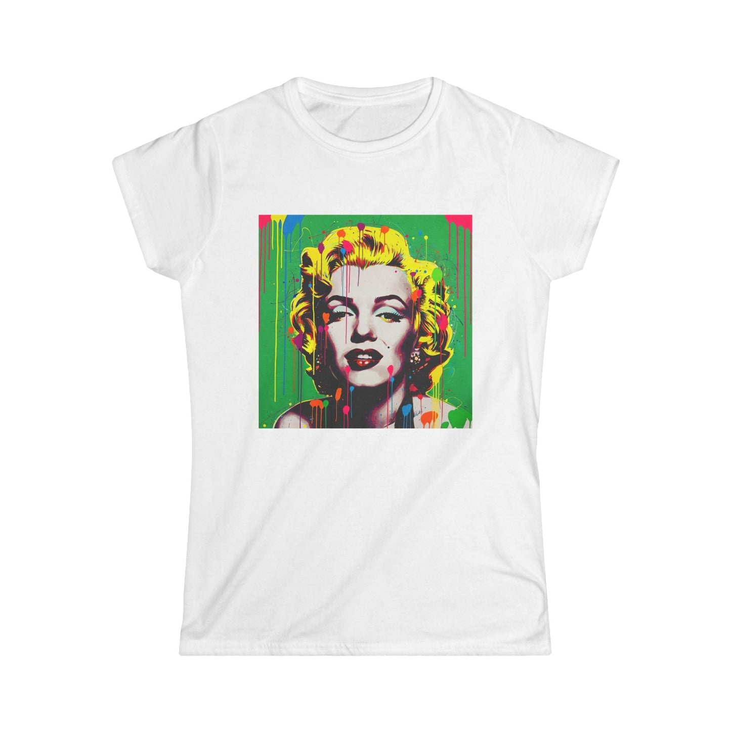 Marilyn Pop Art Drip Tee – Vibrant Neon Portrait Women’s T-Shirt