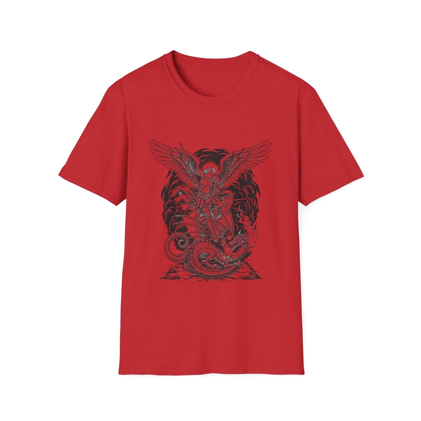 The Archangel Slayer: Saint Michael Defeats the Dragon Graphic T-Shirt - That Should Be on a T-Shirt
