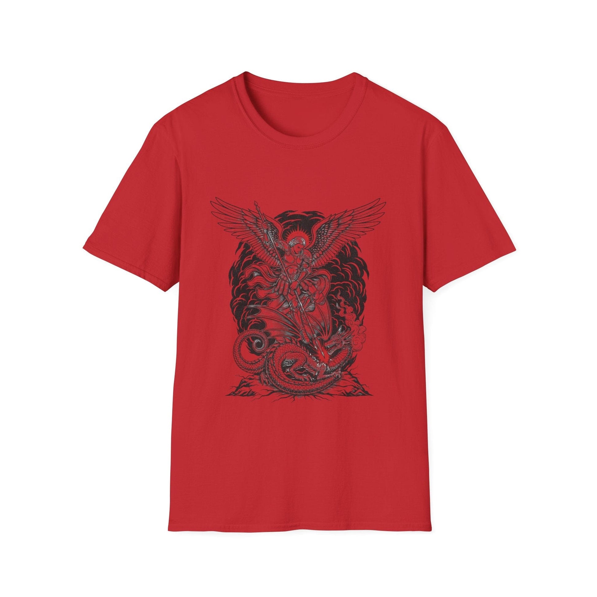 The Archangel Slayer: Saint Michael Defeats the Dragon Graphic T-Shirt - That Should Be on a T-Shirt