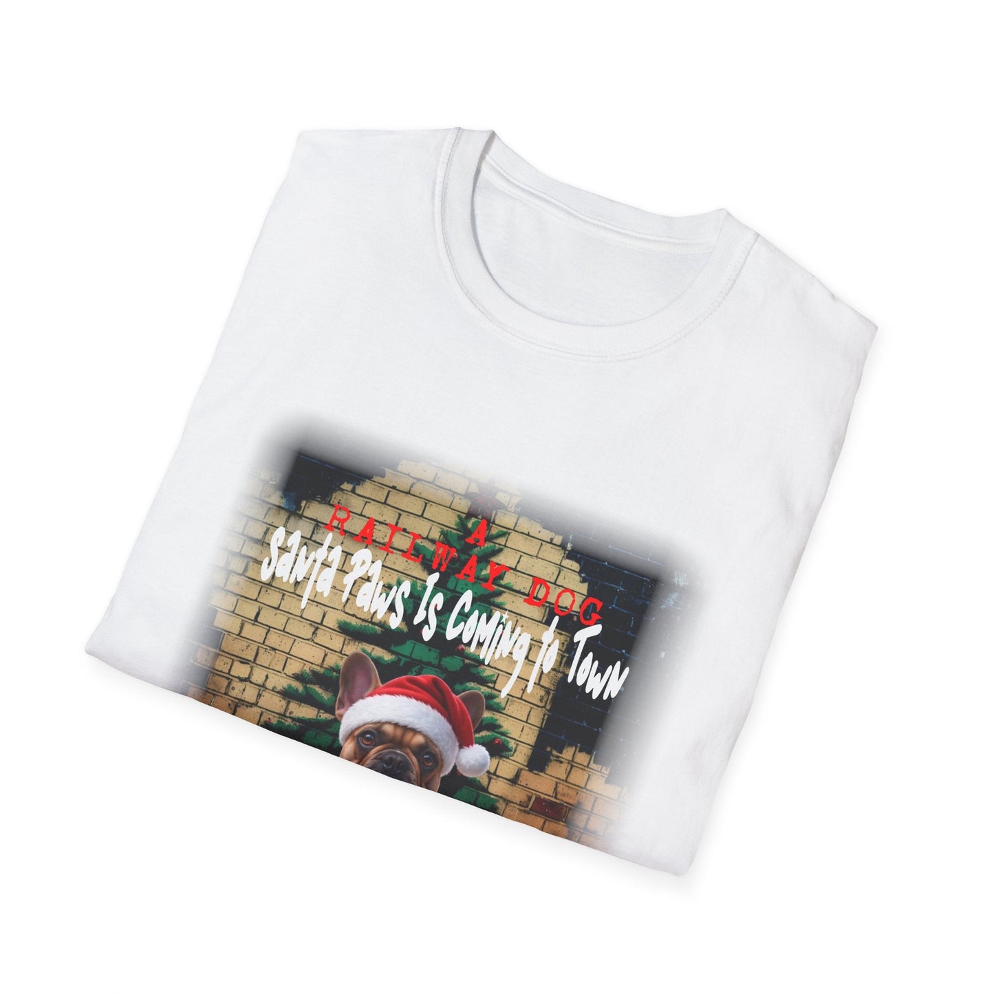 Festive French Bulldog Christmas T-Shirt | Santa Paws Is Coming To Town Tee | Funny Frenchie Holiday Gift