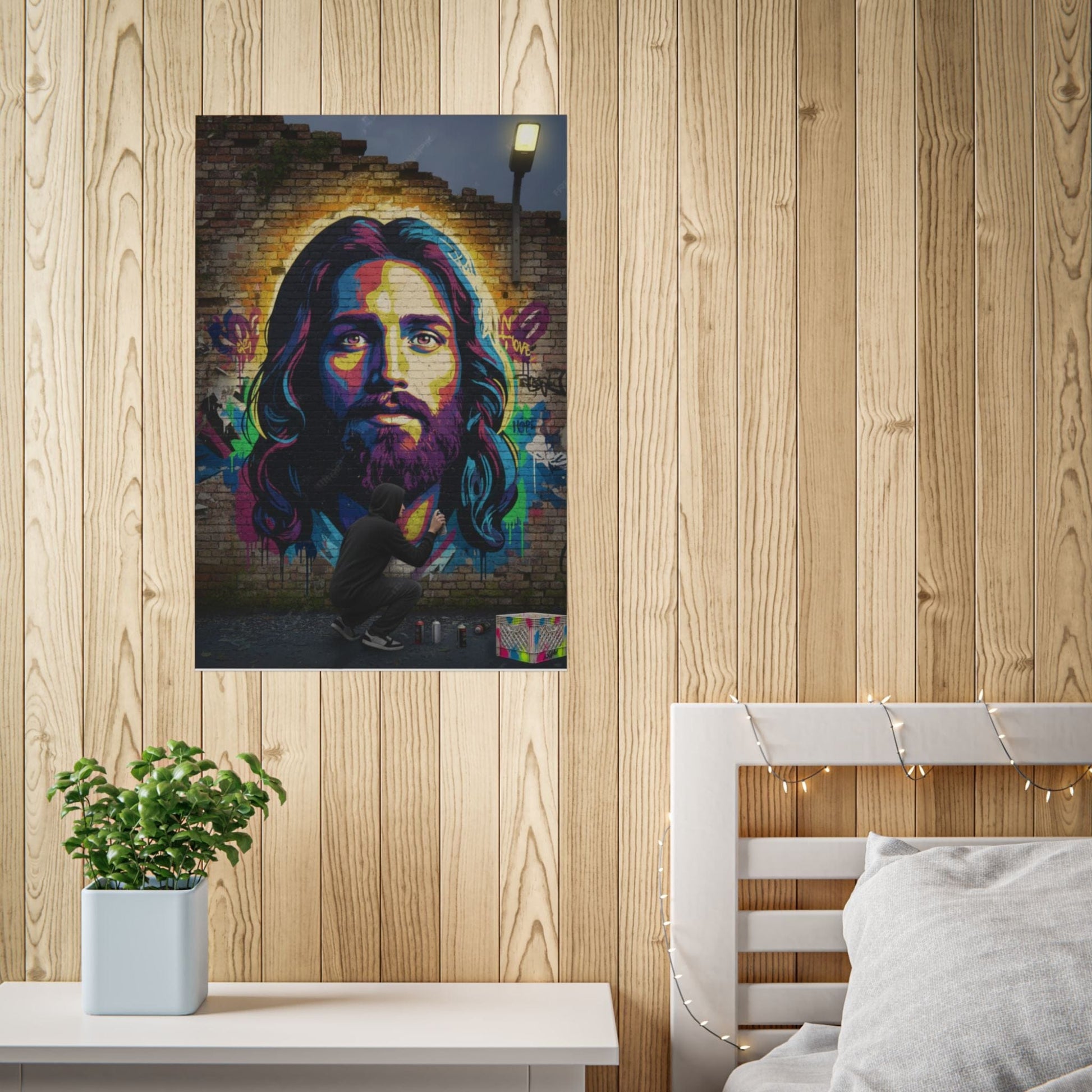 Modern Jesus Graffiti Wall Art Poster – Vibrant Urban Faith Street Art Print - That Should Be on a T-Shirt