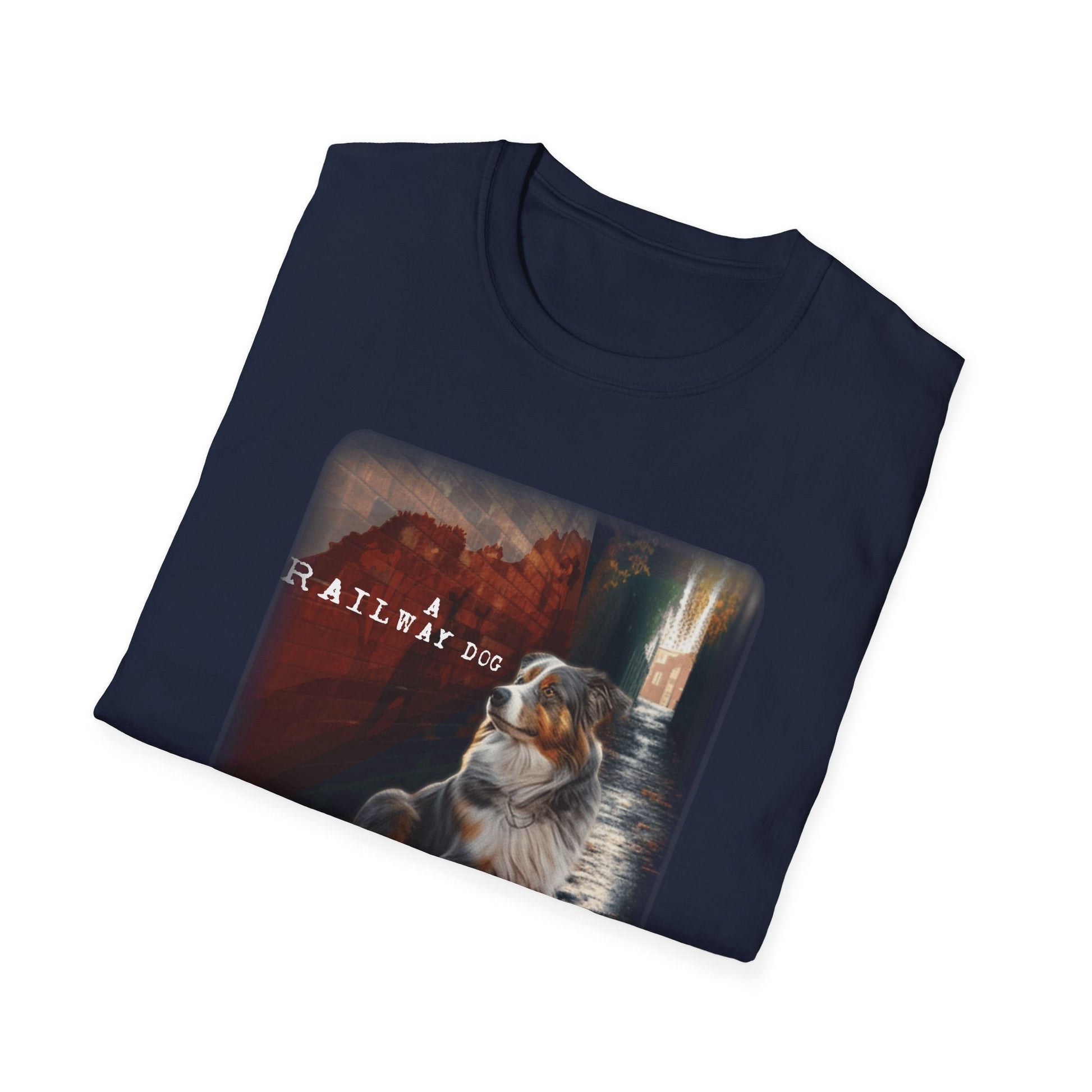 A Railway Dog Premium Graphic T-Shirt - Australian Shepherd Art Tee - That Should Be on a T-Shirt